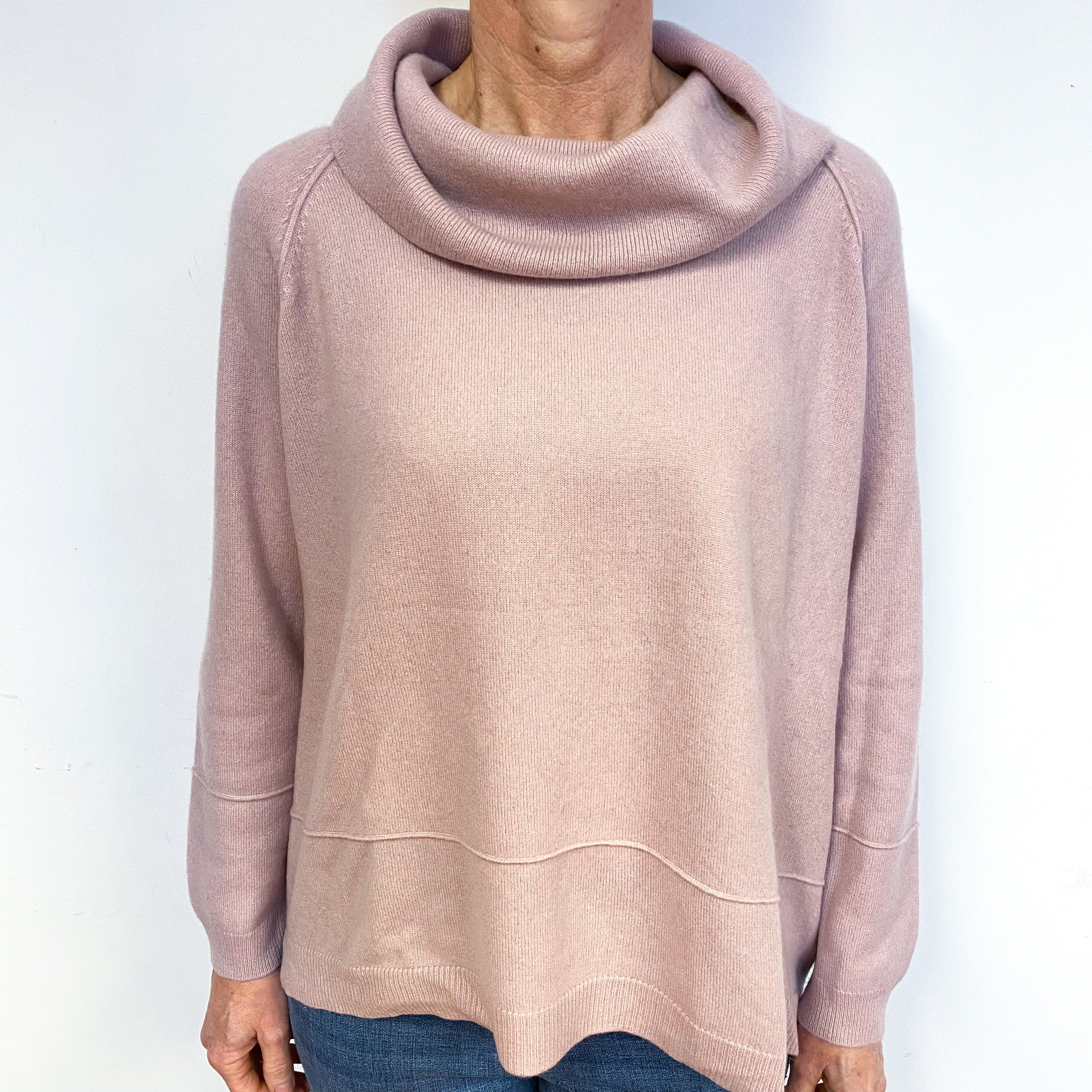 Whistles Dusky Pink Cashmere Cowl Neck Jumper Medium