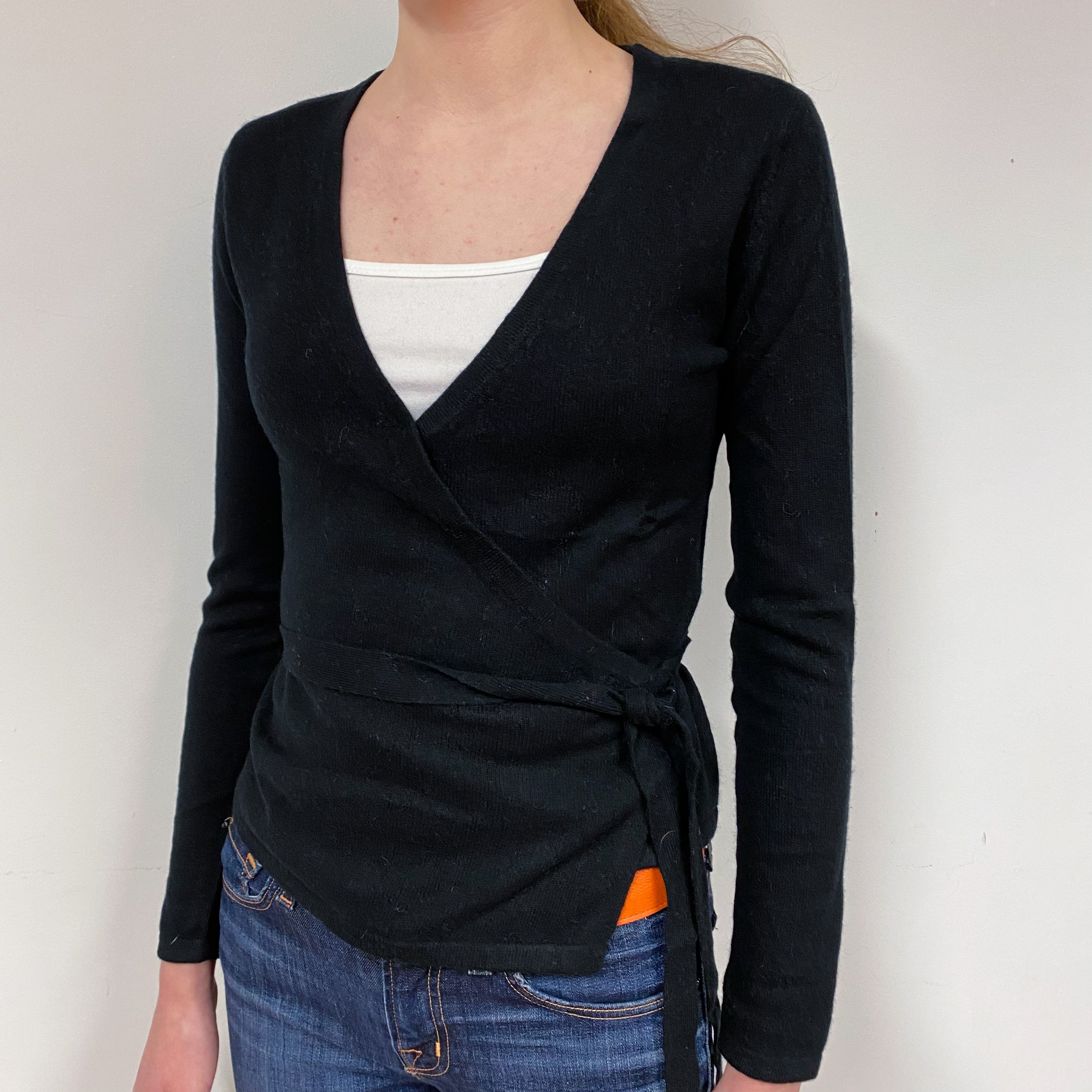 Black Cashmere Wrap Around Cardigan Extra Small