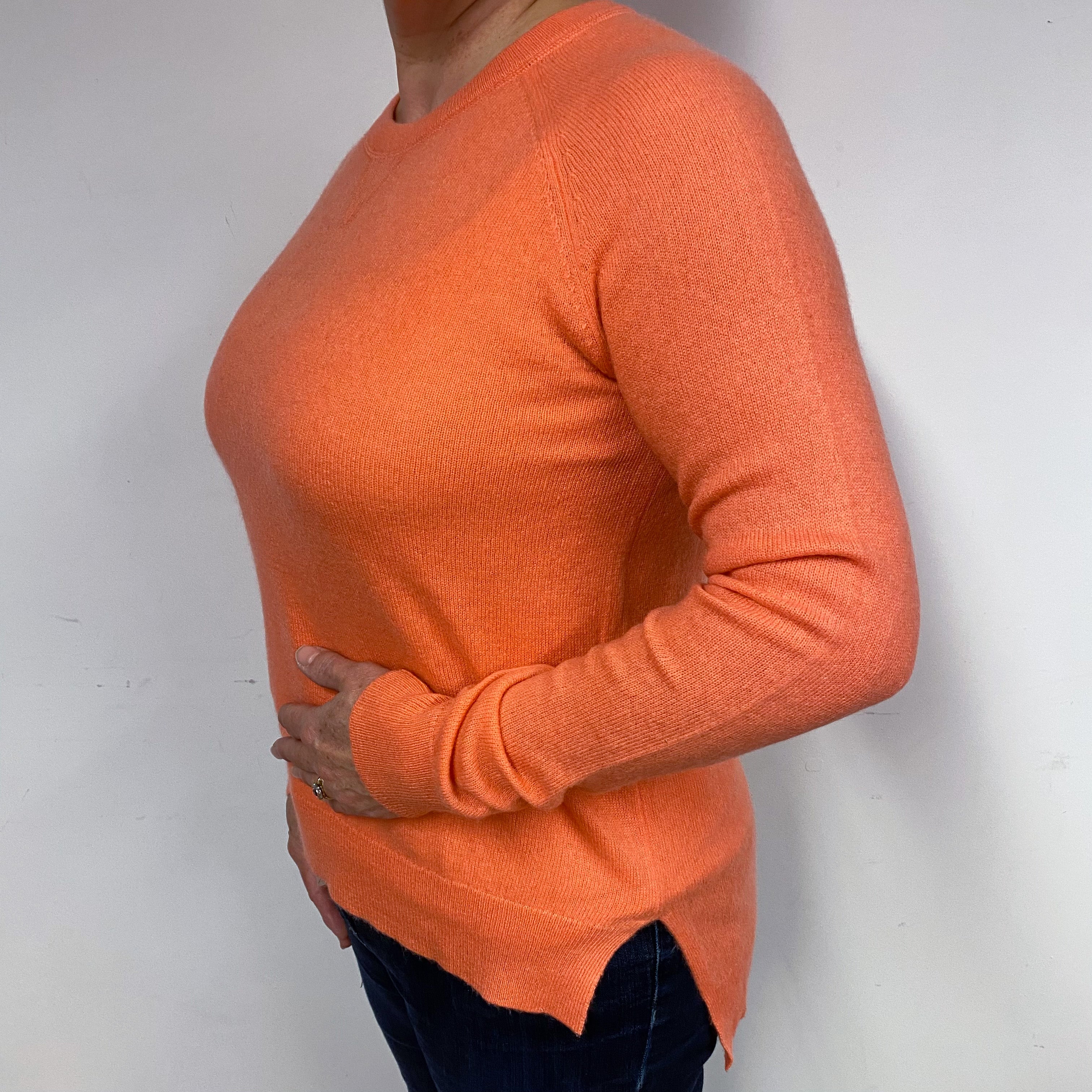 Sunset Orange Cashmere Crew Neck Jumper Large