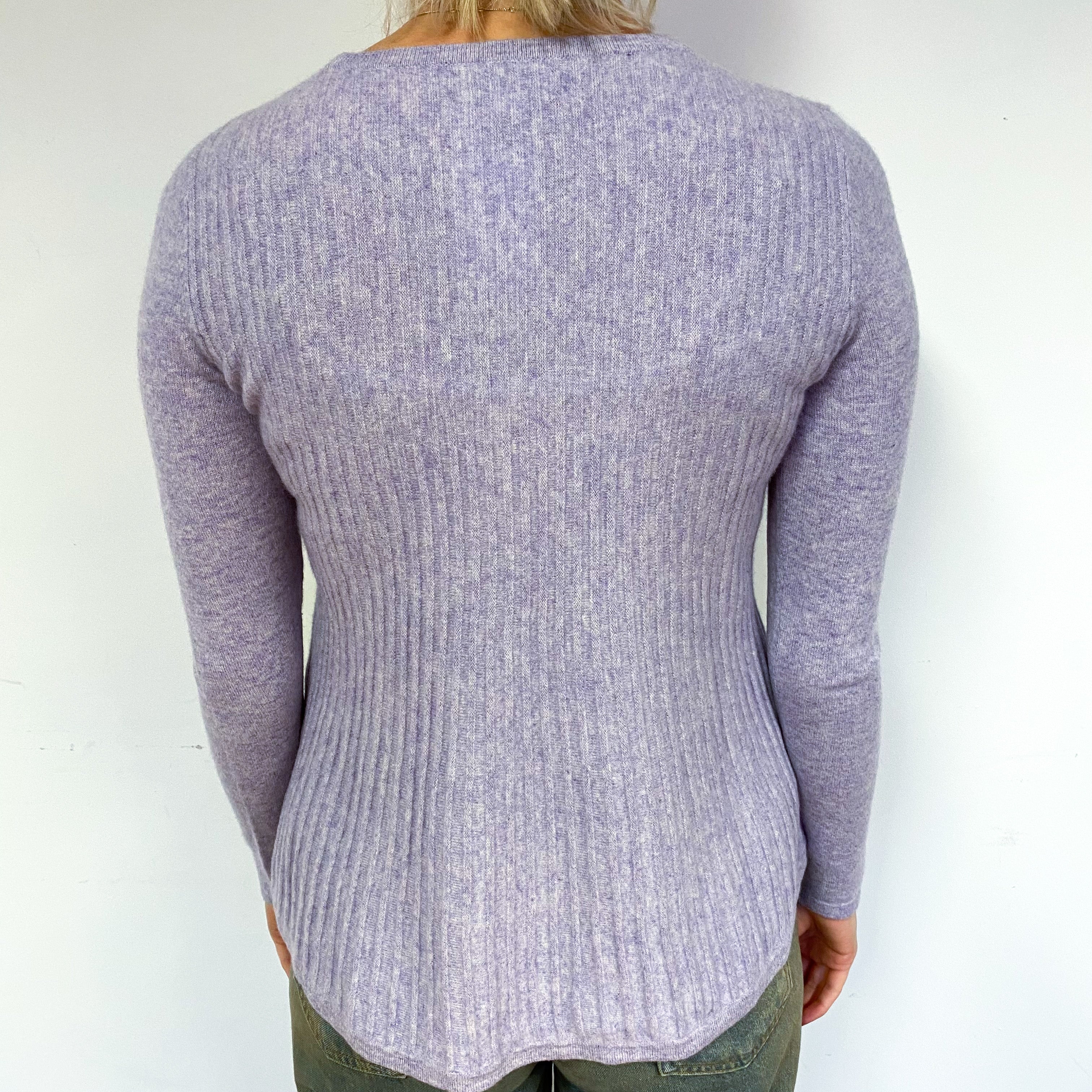 Pale Purple Marl Cashmere Crew Neck Jumper Small