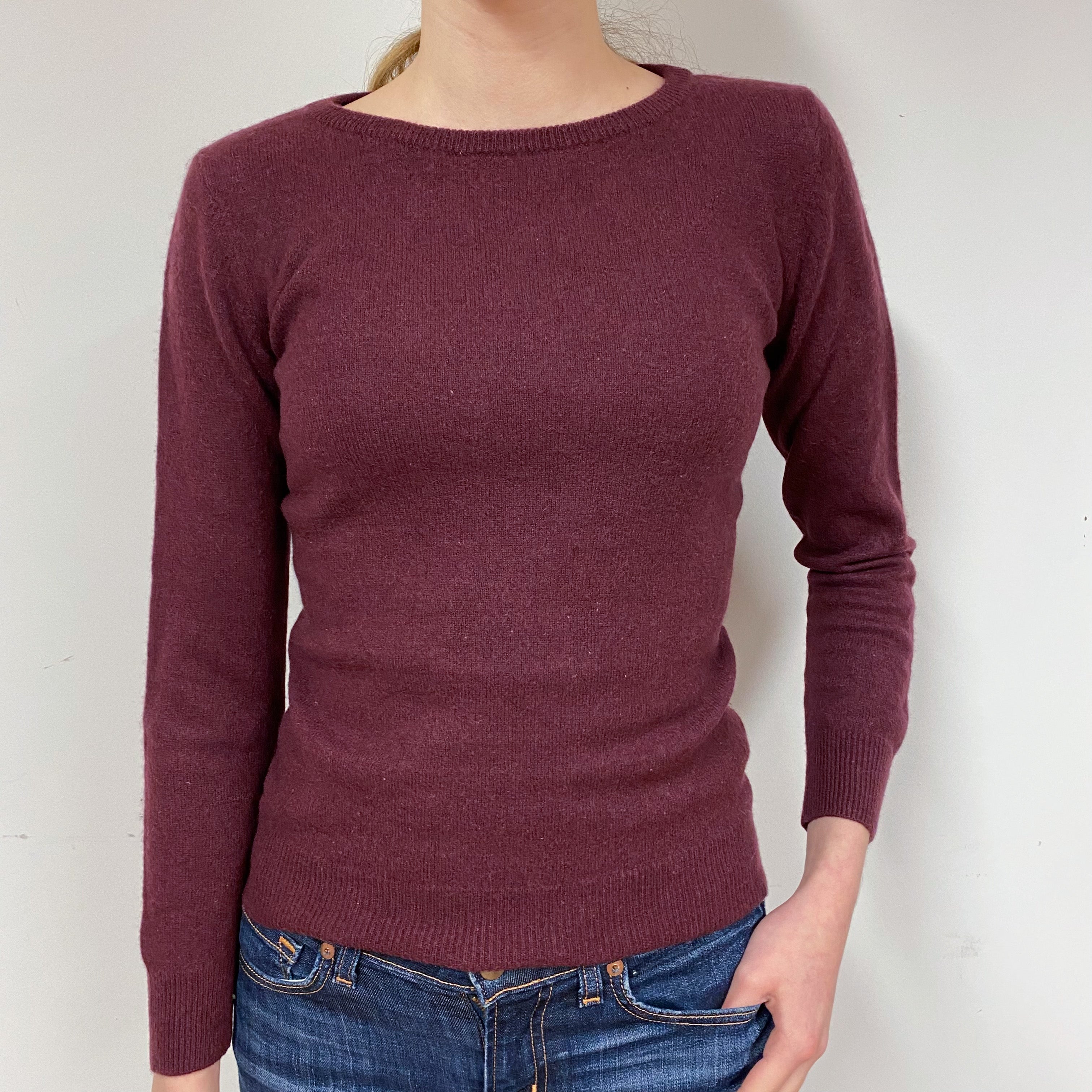 Mulberry Purple Cashmere Crew Neck Jumper Extra Small