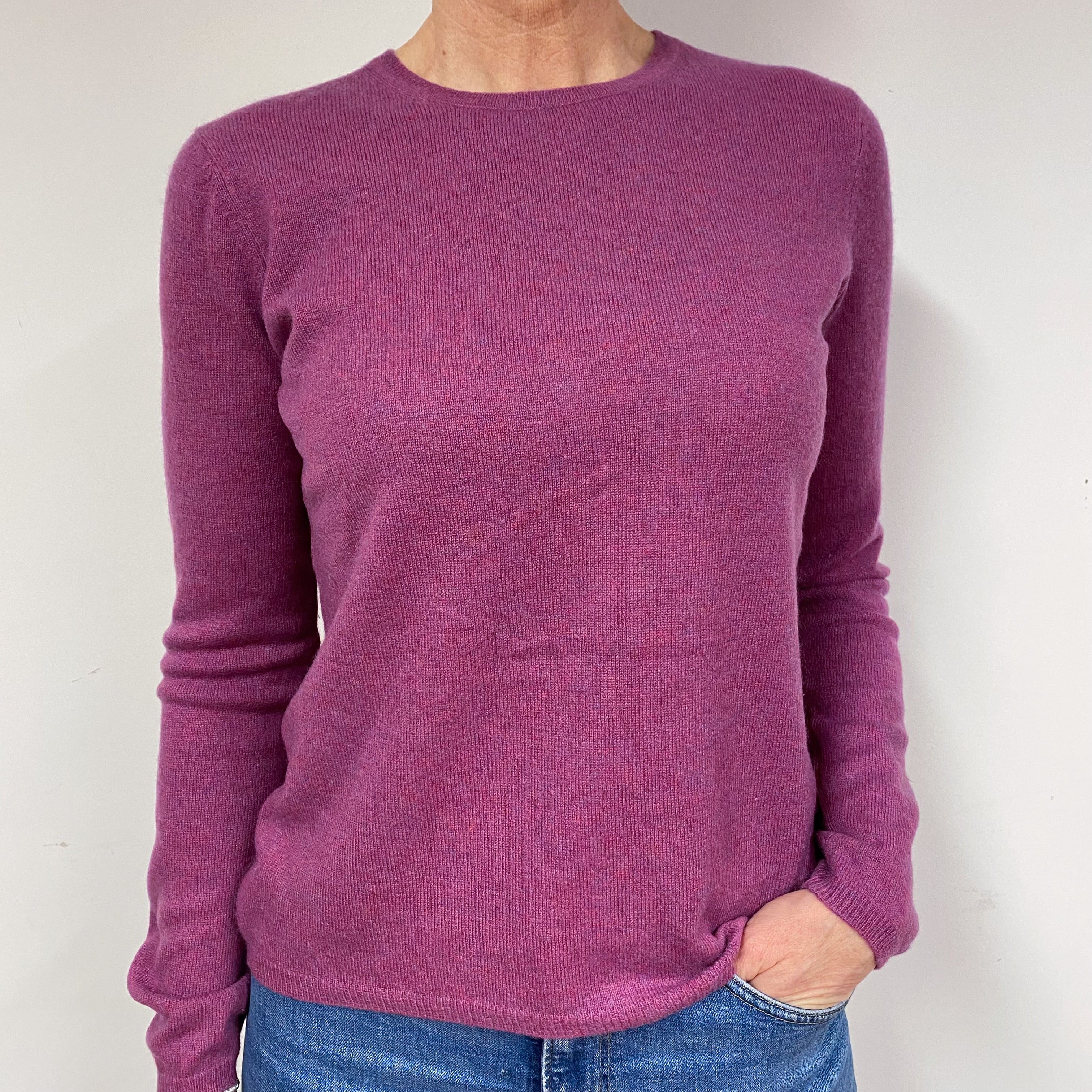 Loganberry Purple Cashmere Crew Neck Jumper Medium
