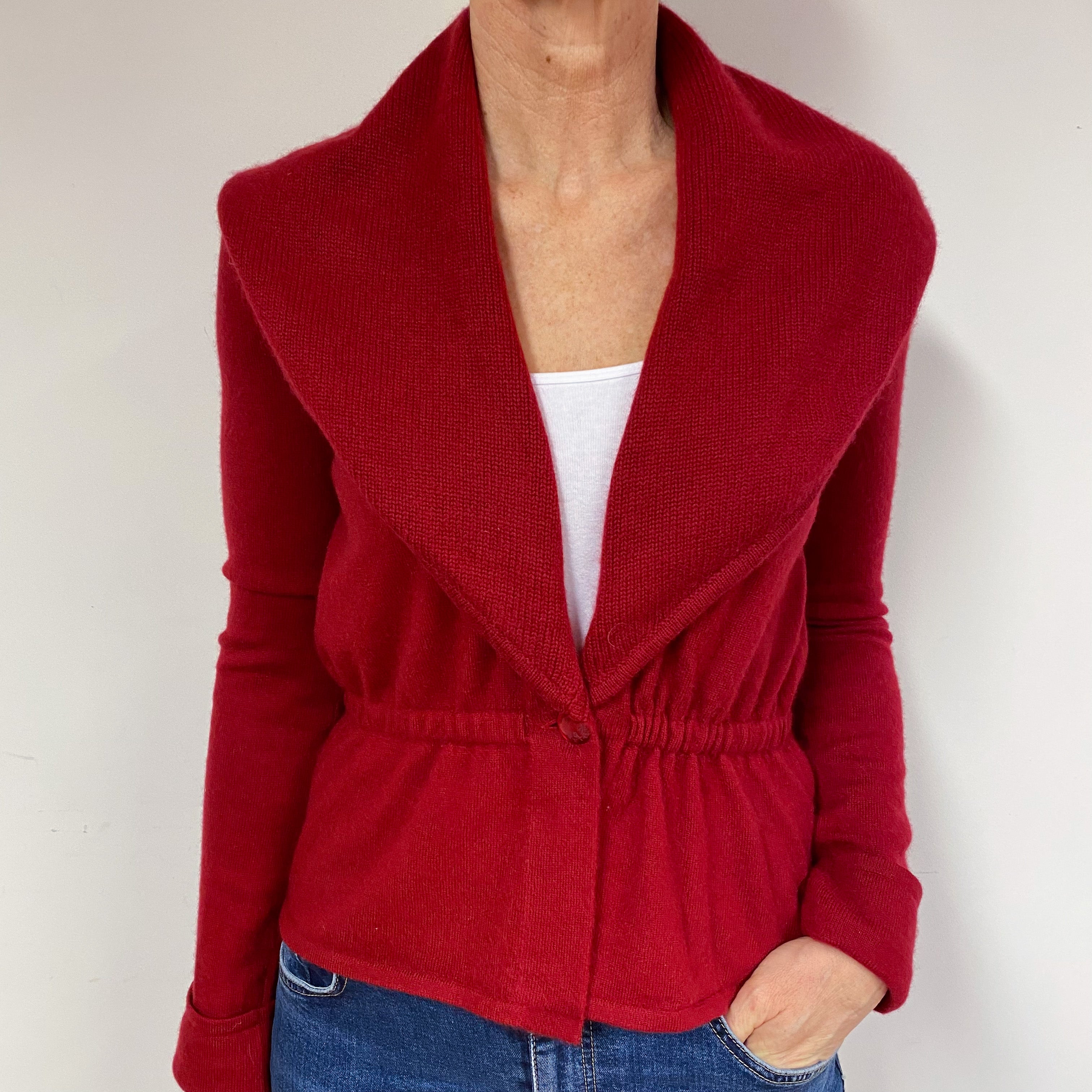 Crimson Red Cashmere Cardigan Medium