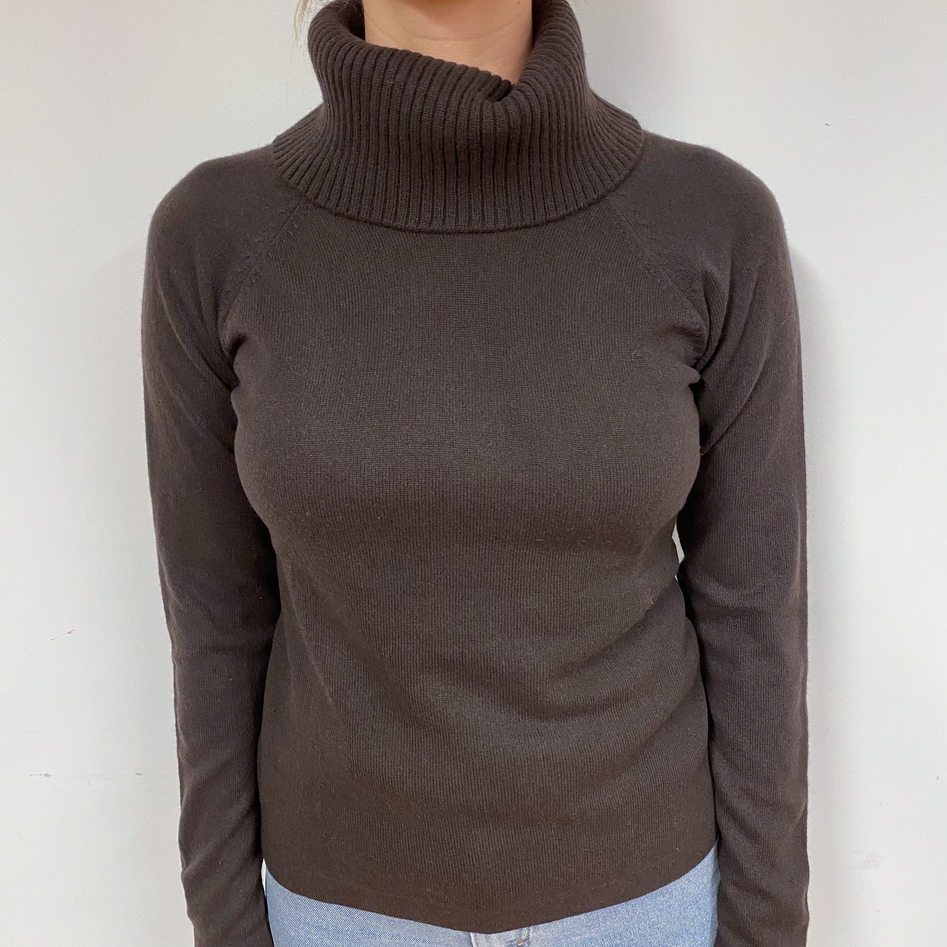 Peppercorn Brown Cashmere Polo Neck Jumper Small