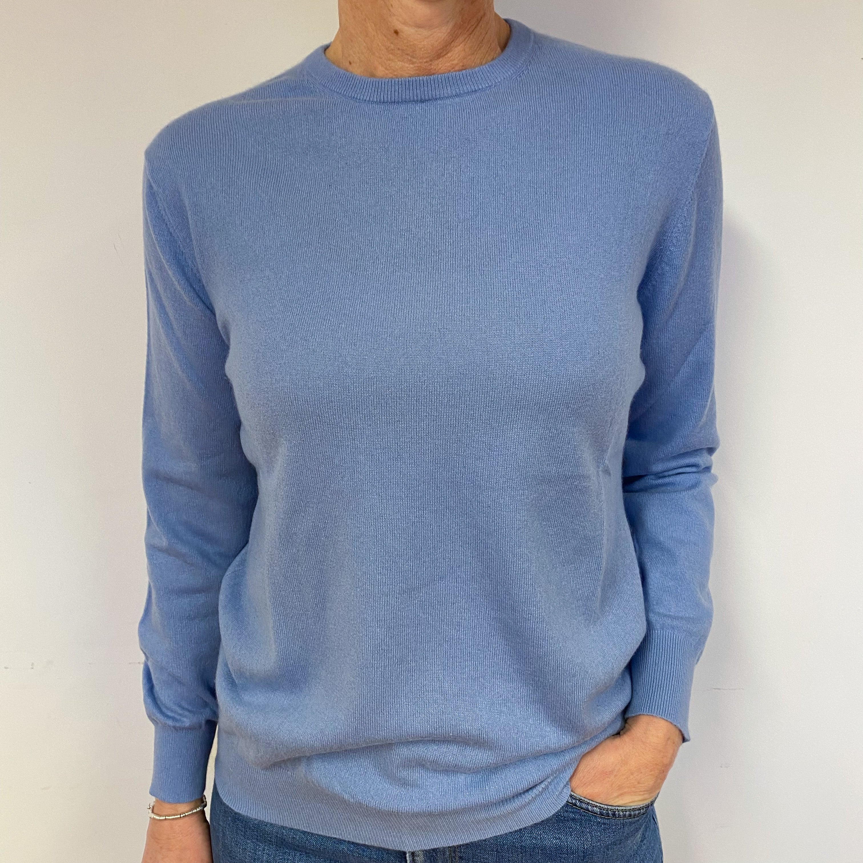 Sky Blue Lightweight Cashmere Crew Neck Jumper Medium