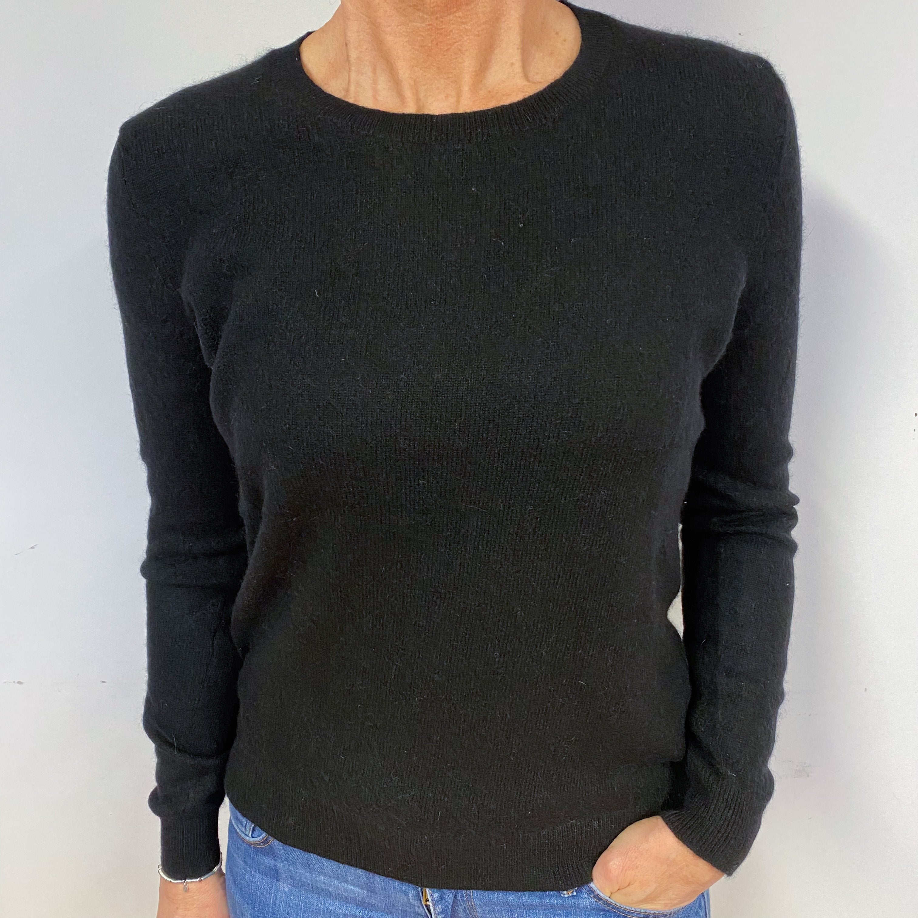 Black Cashmere Crew Neck Jumper Medium