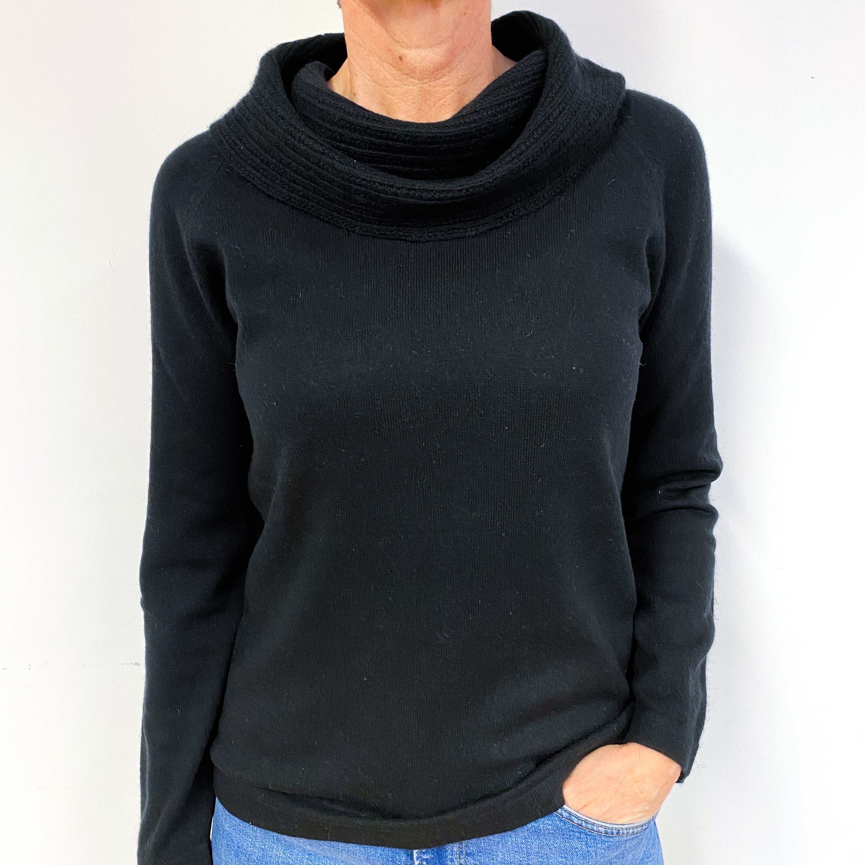 Black Cashmere Cowl Neck Jumper Medium