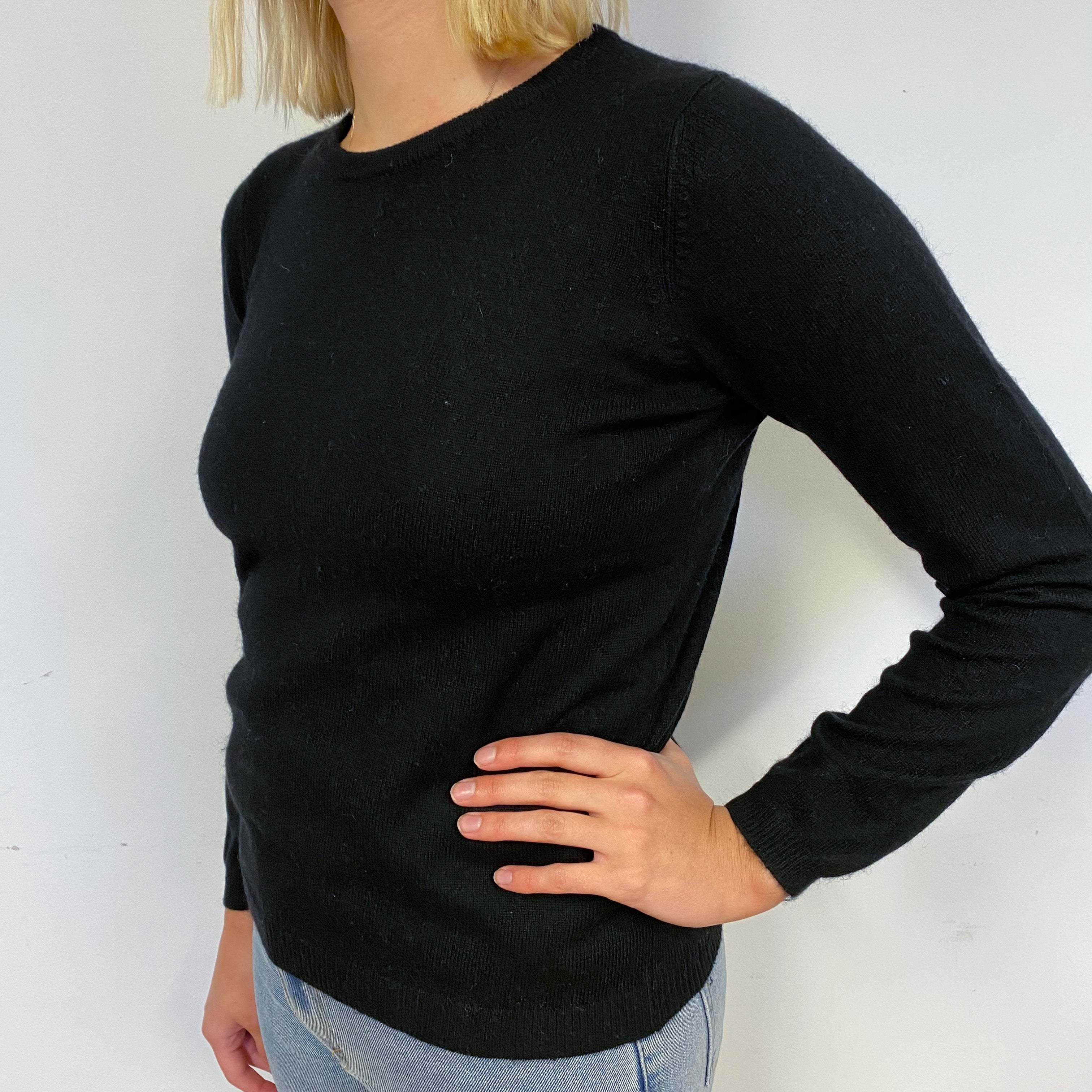 Black Cashmere Crew Neck Jumper Small