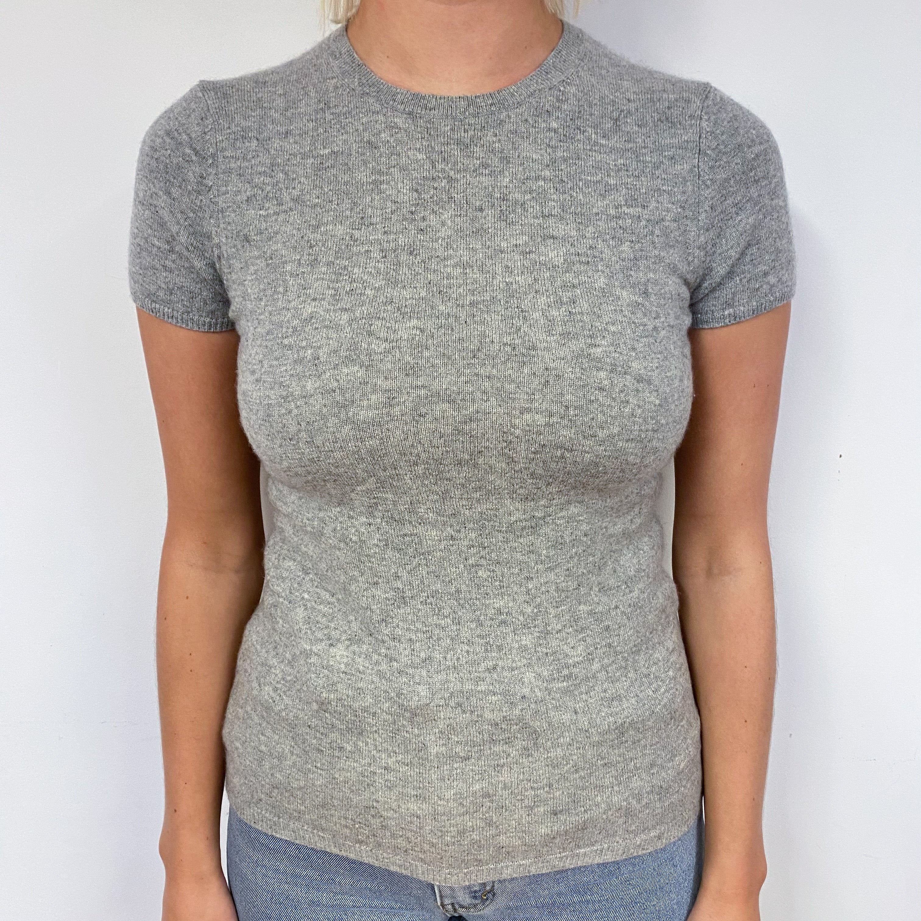 Ash Grey Cashmere Short Sleeve Jumper Small