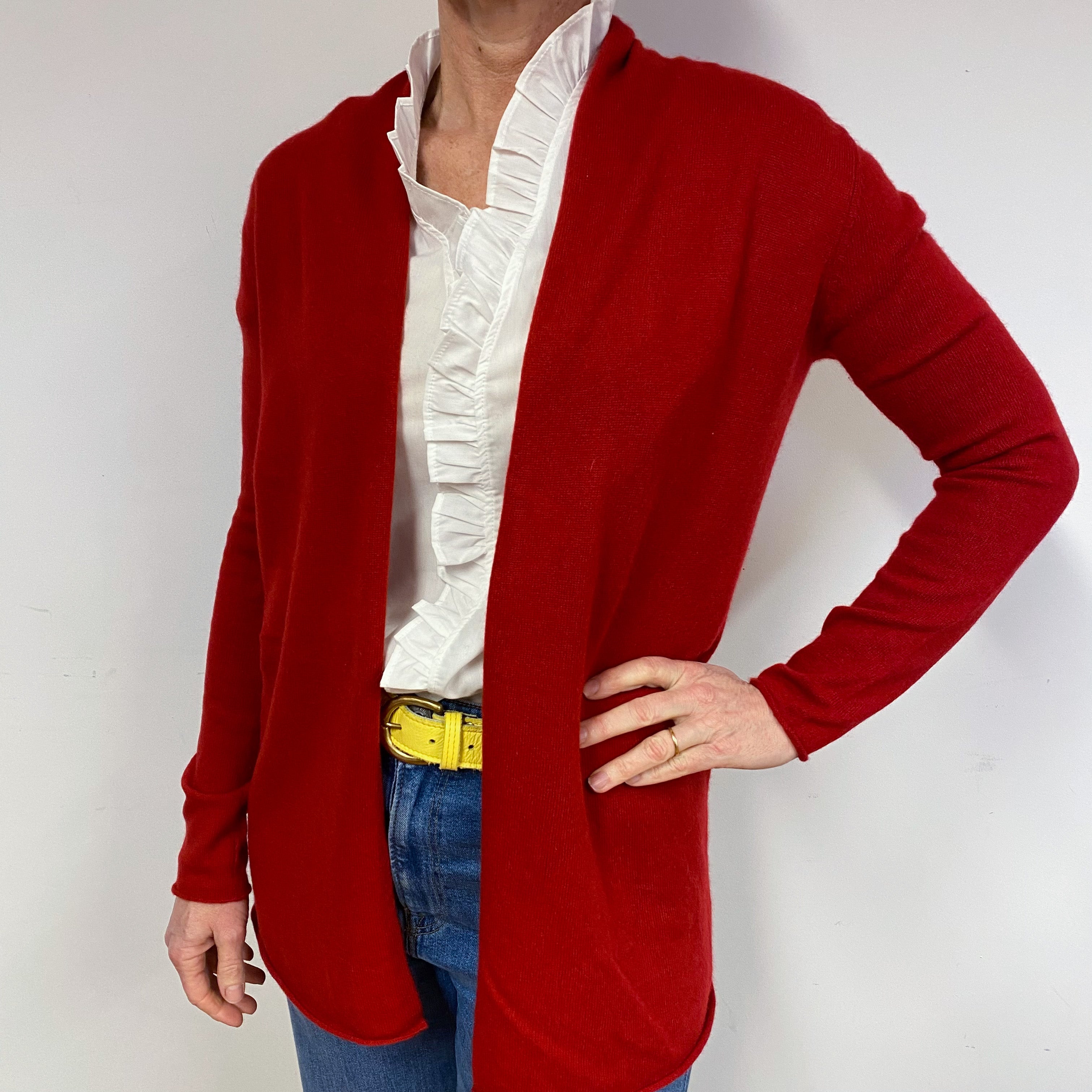 Crimson Red Cashmere Edge to Edge Cardigan Medium