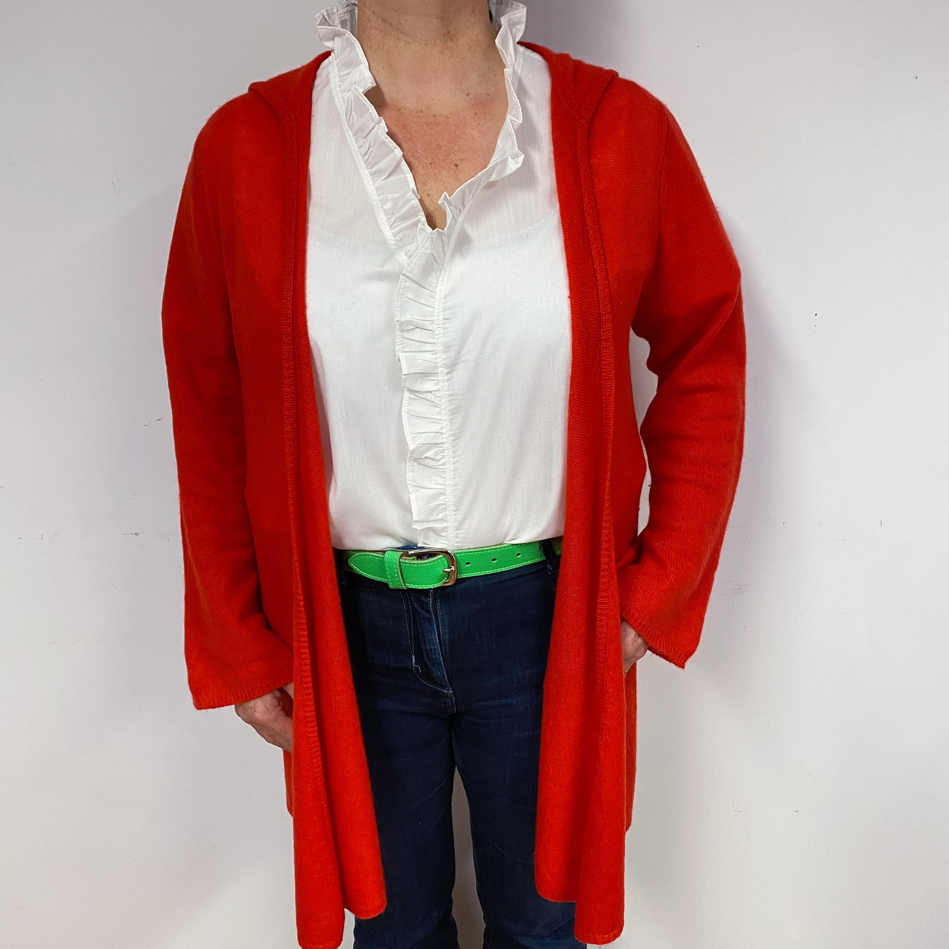 Scarlet Red Cashmere Edge to Edge Cardigan Large