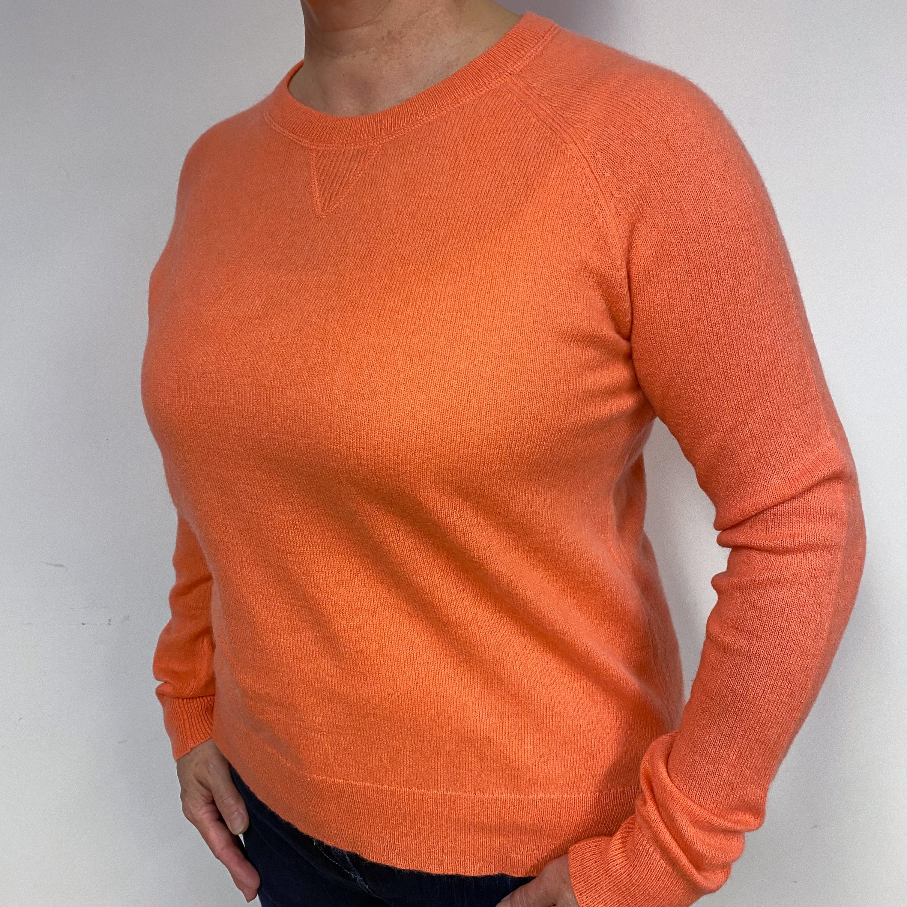 Sunset Orange Cashmere Crew Neck Jumper Large