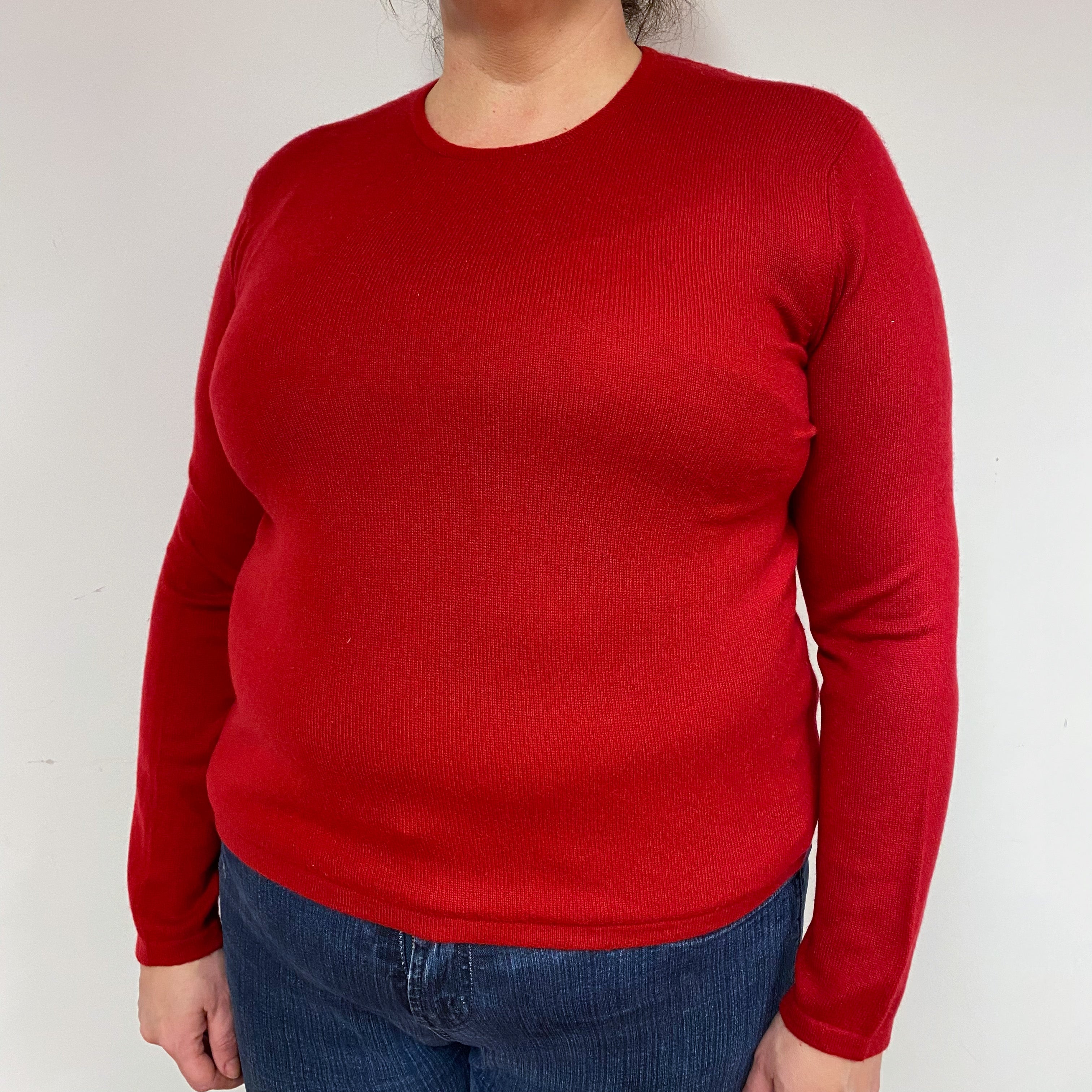 Crimson Red Cashmere Crew Neck Jumper Extra Large