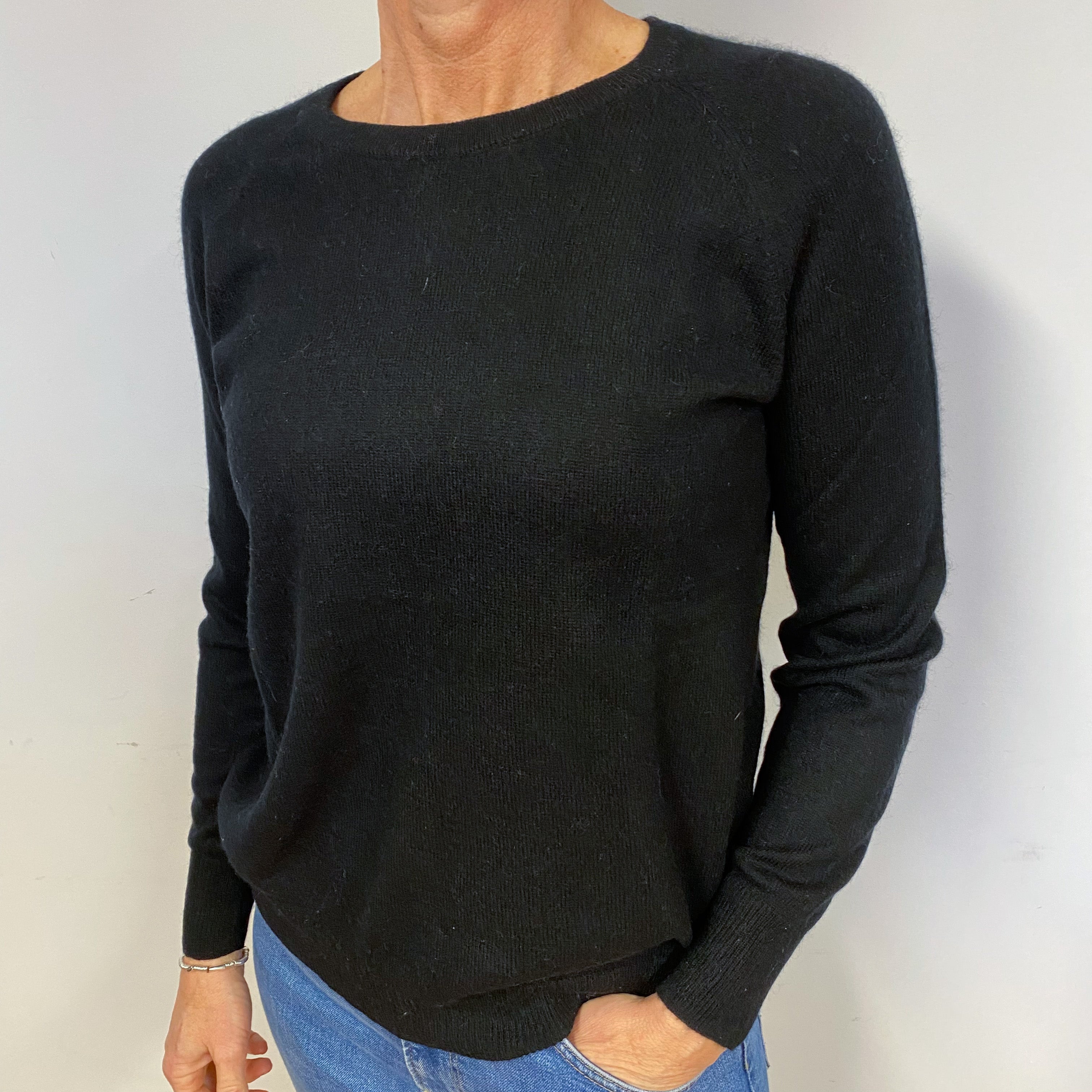 Black Cashmere Crew Neck Jumper Medium