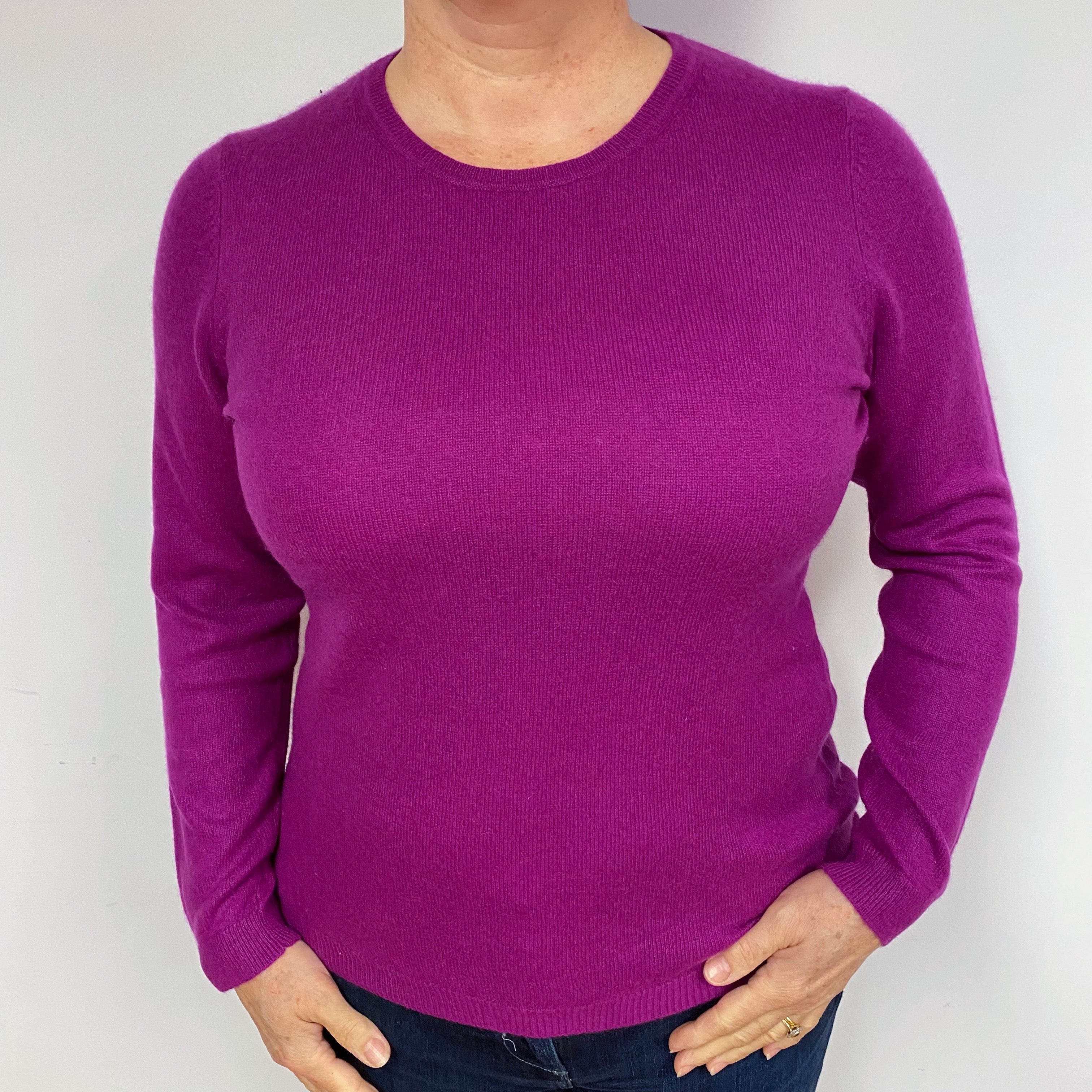Magenta Purple Cashmere Crew Neck Jumper Large