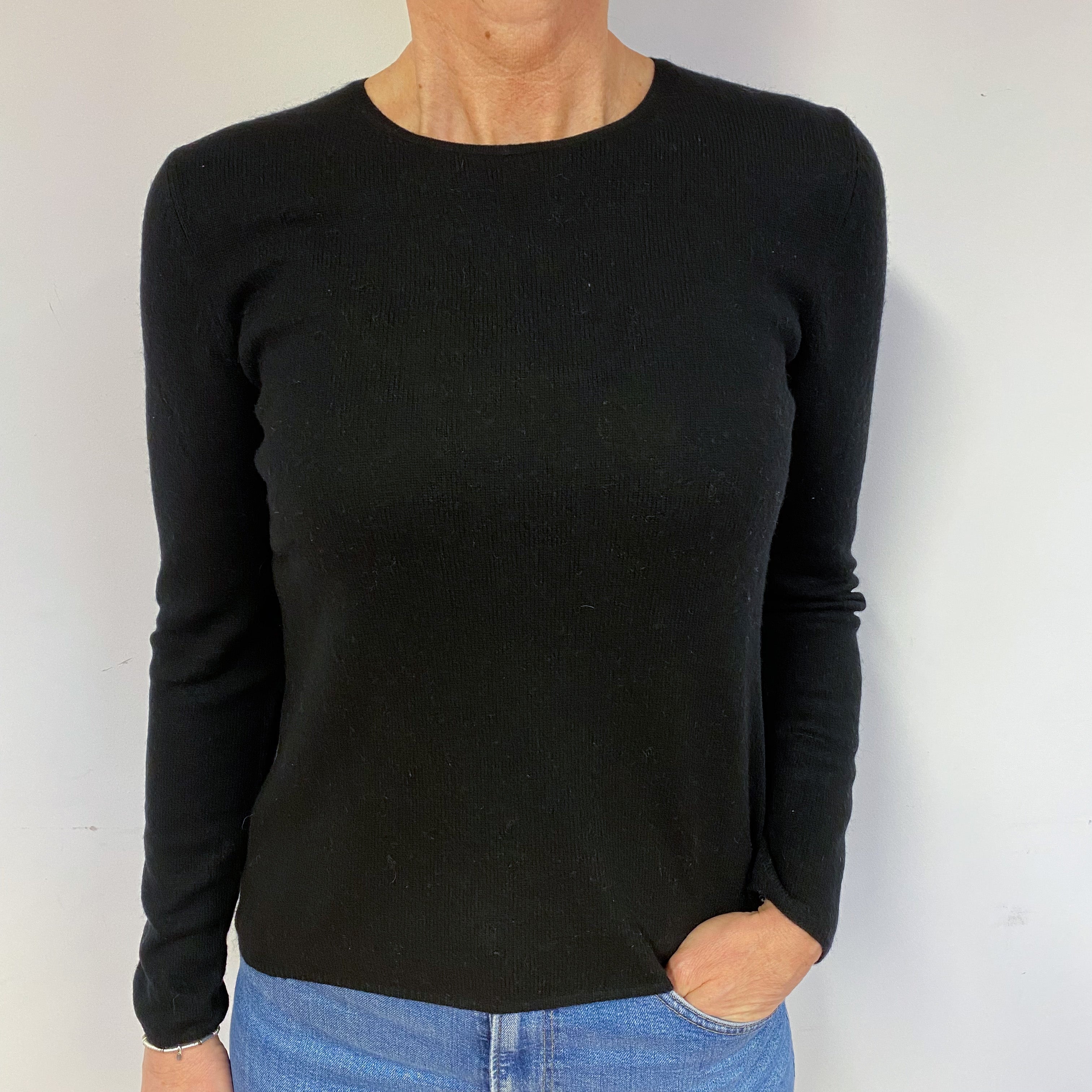 Black Cashmere Crew Neck Jumper Medium/Petite