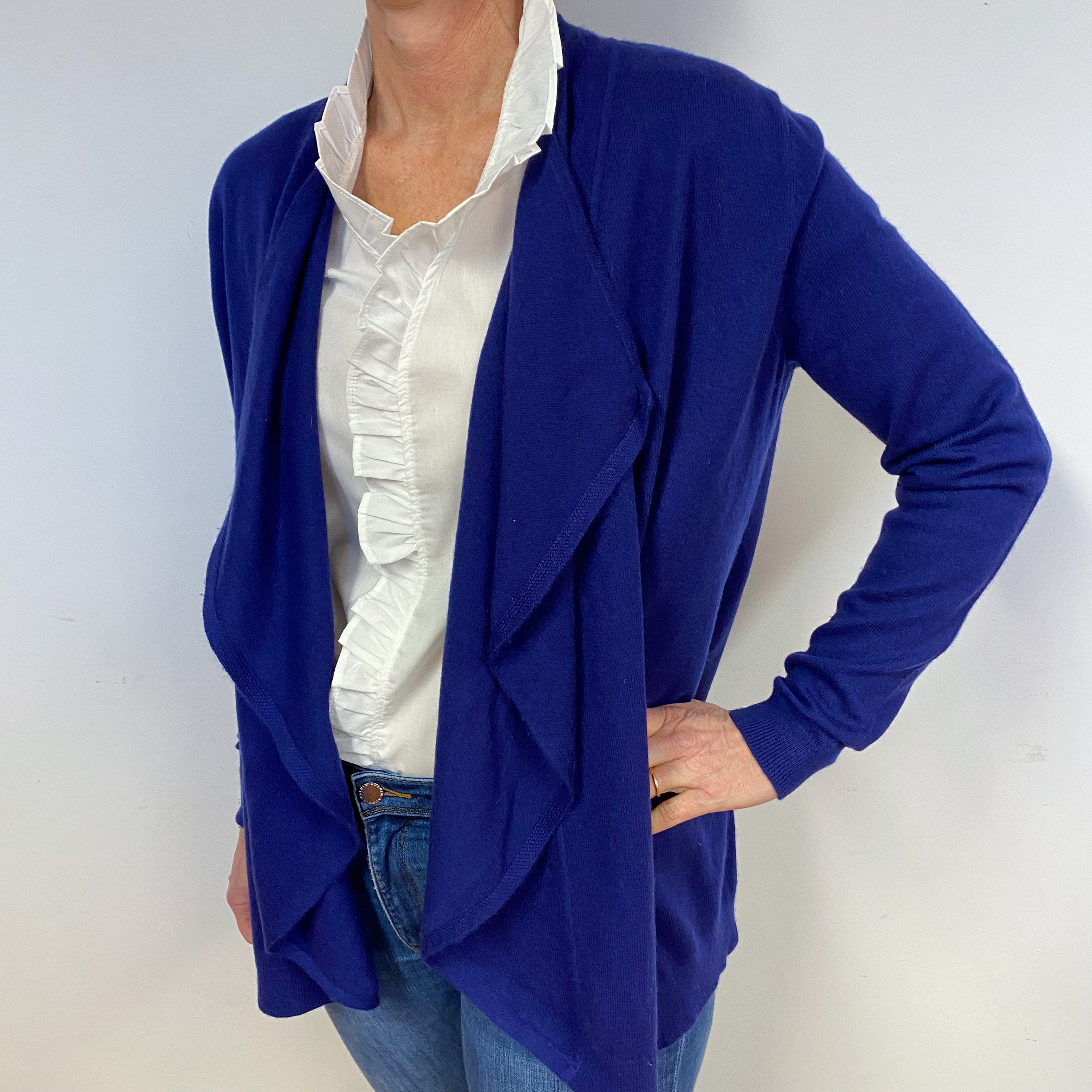 Iris Purple Cashmere Waterfall Cardigan Medium