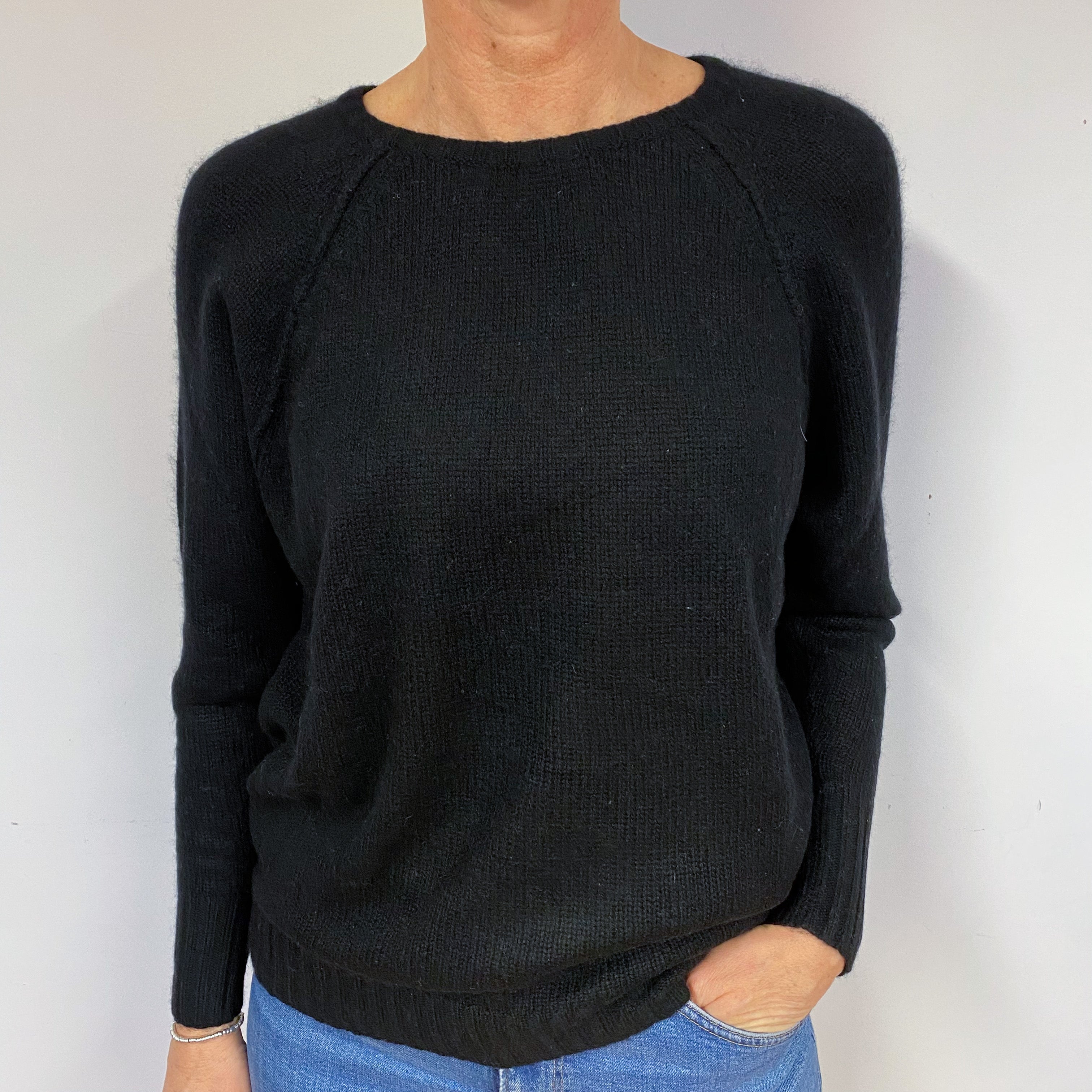 Black Cashmere Crew Neck Jumper Medium