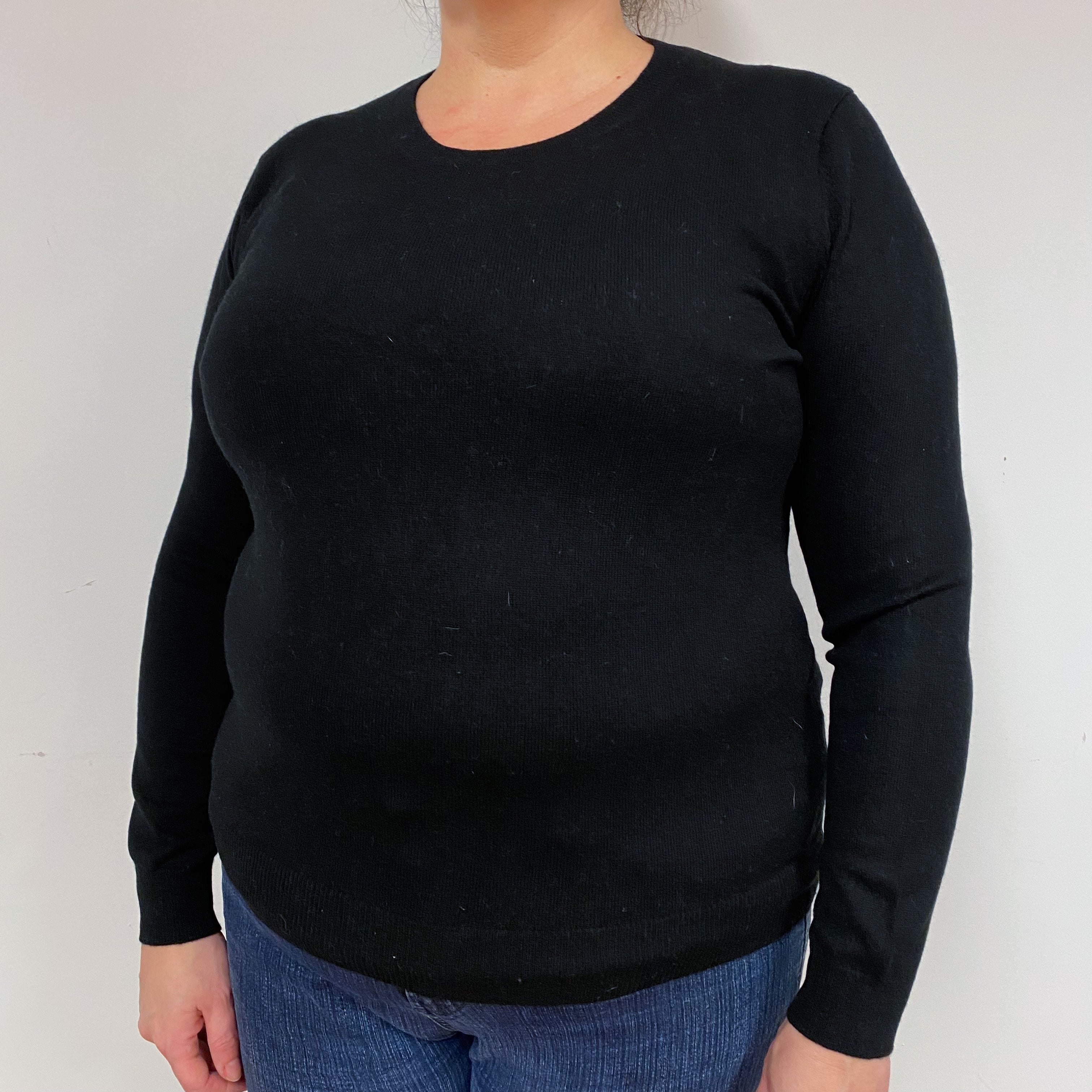 Black Cashmere Crew Neck Jumper Extra Large