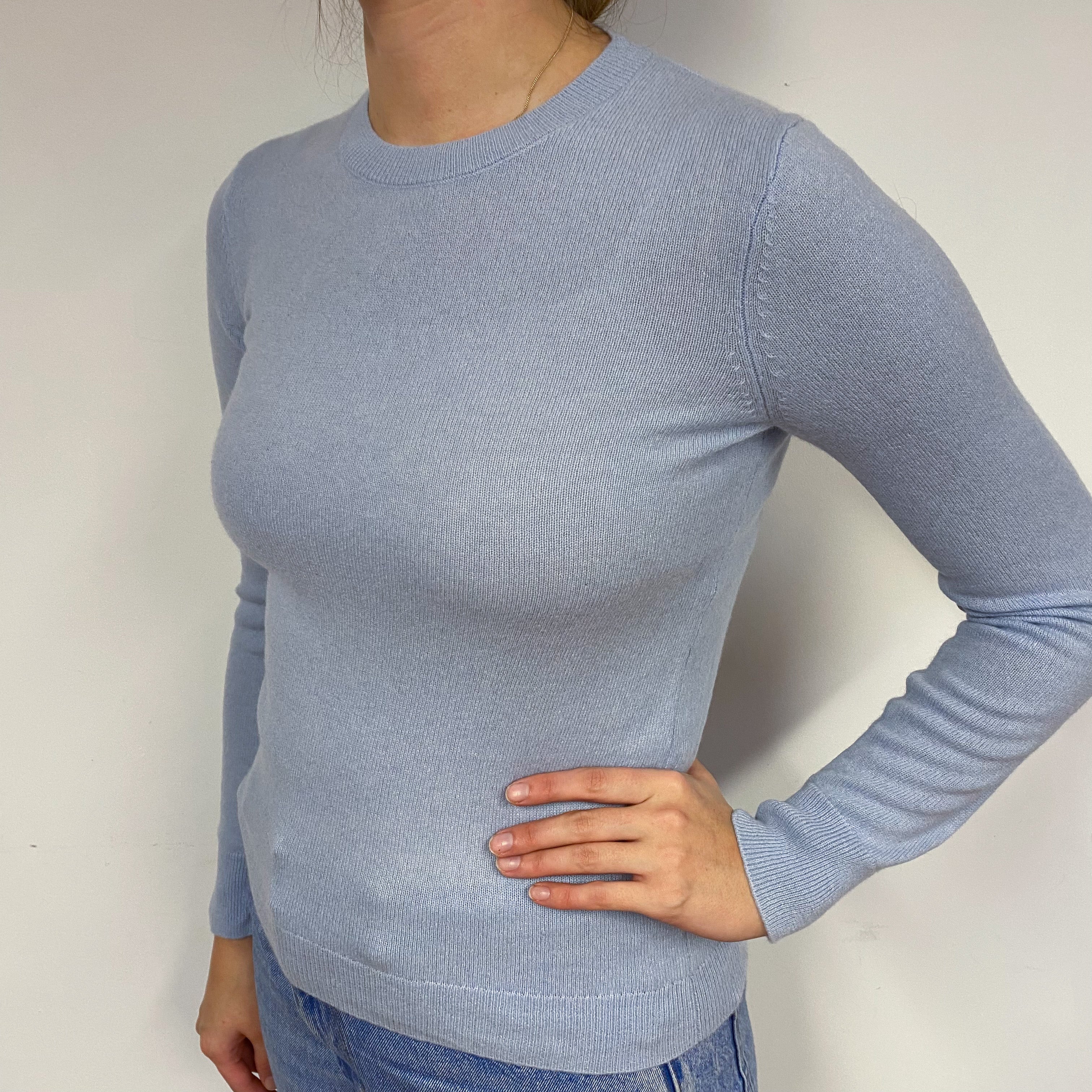 Powder Blue Cashmere Crew Neck Jumper Small