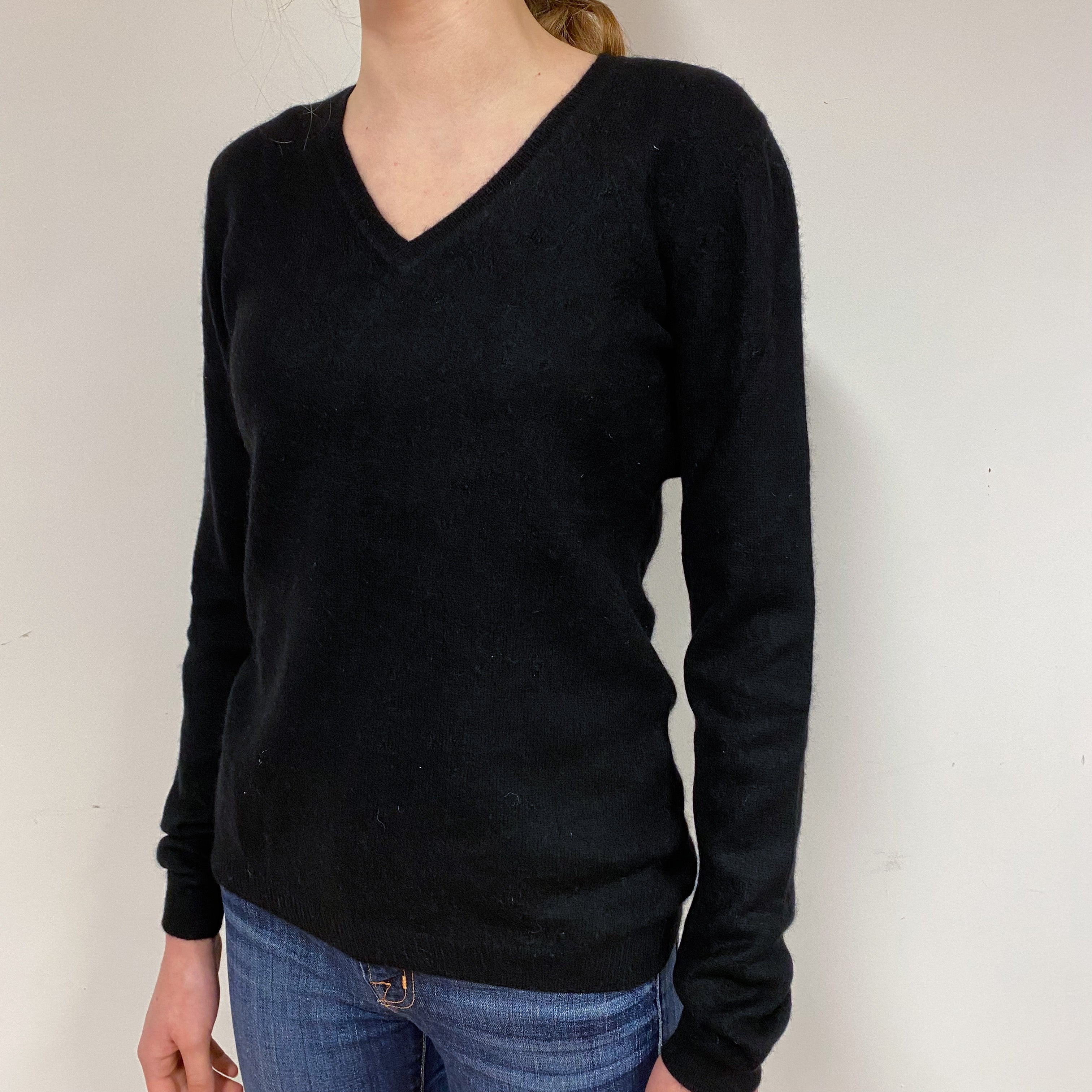 Black Cashmere V-Neck Jumper Extra Small
