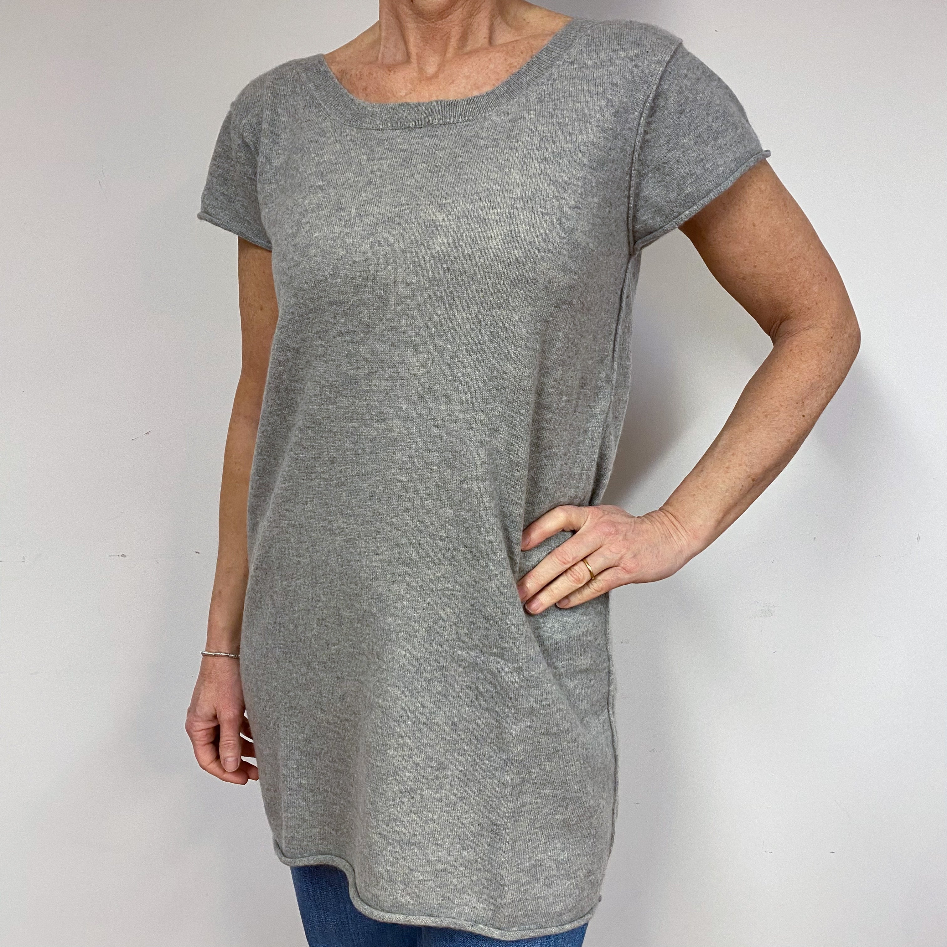 Smoke Grey Cashmere Short Sleeved Tunic Medium