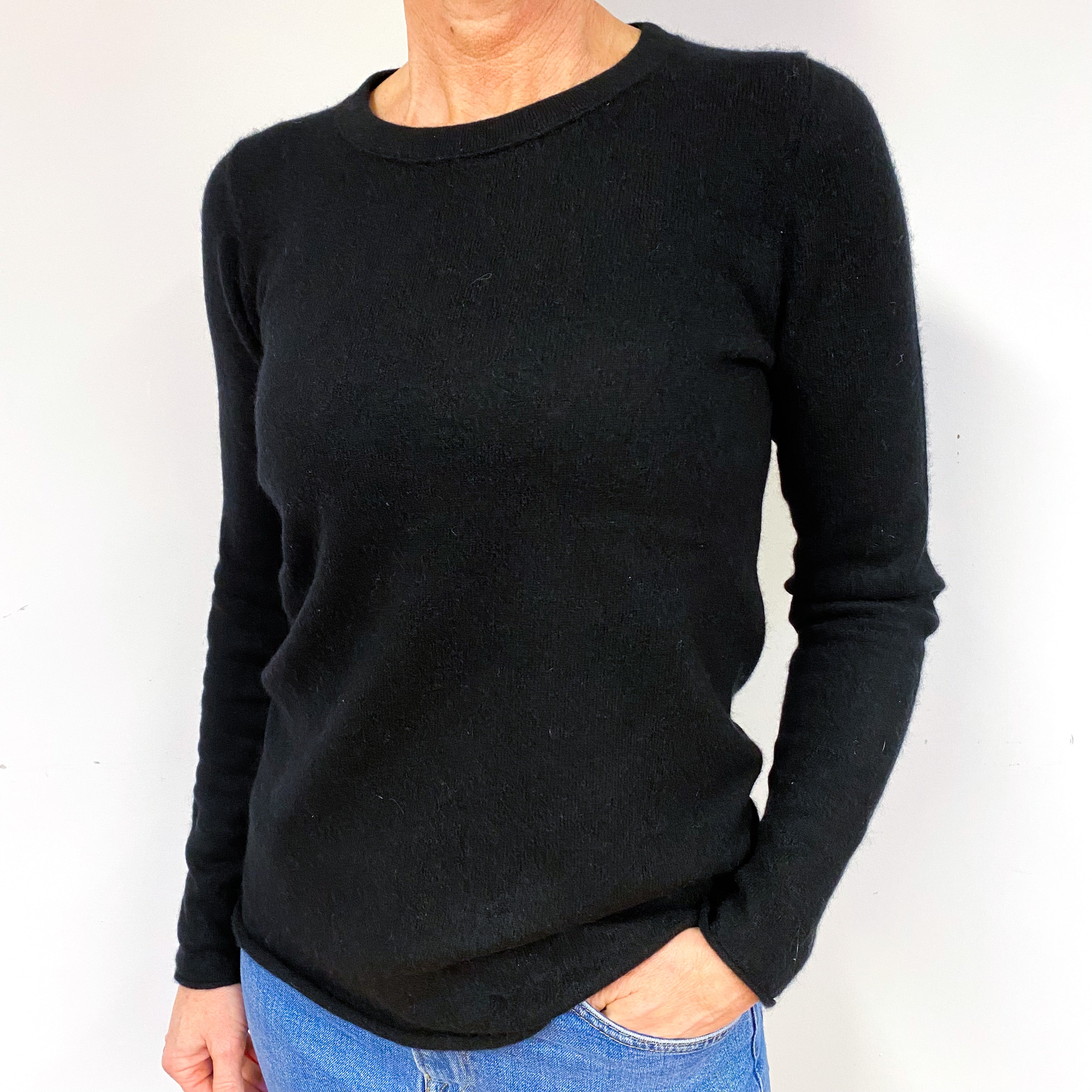 Black Cashmere Crew Neck Jumper Medium