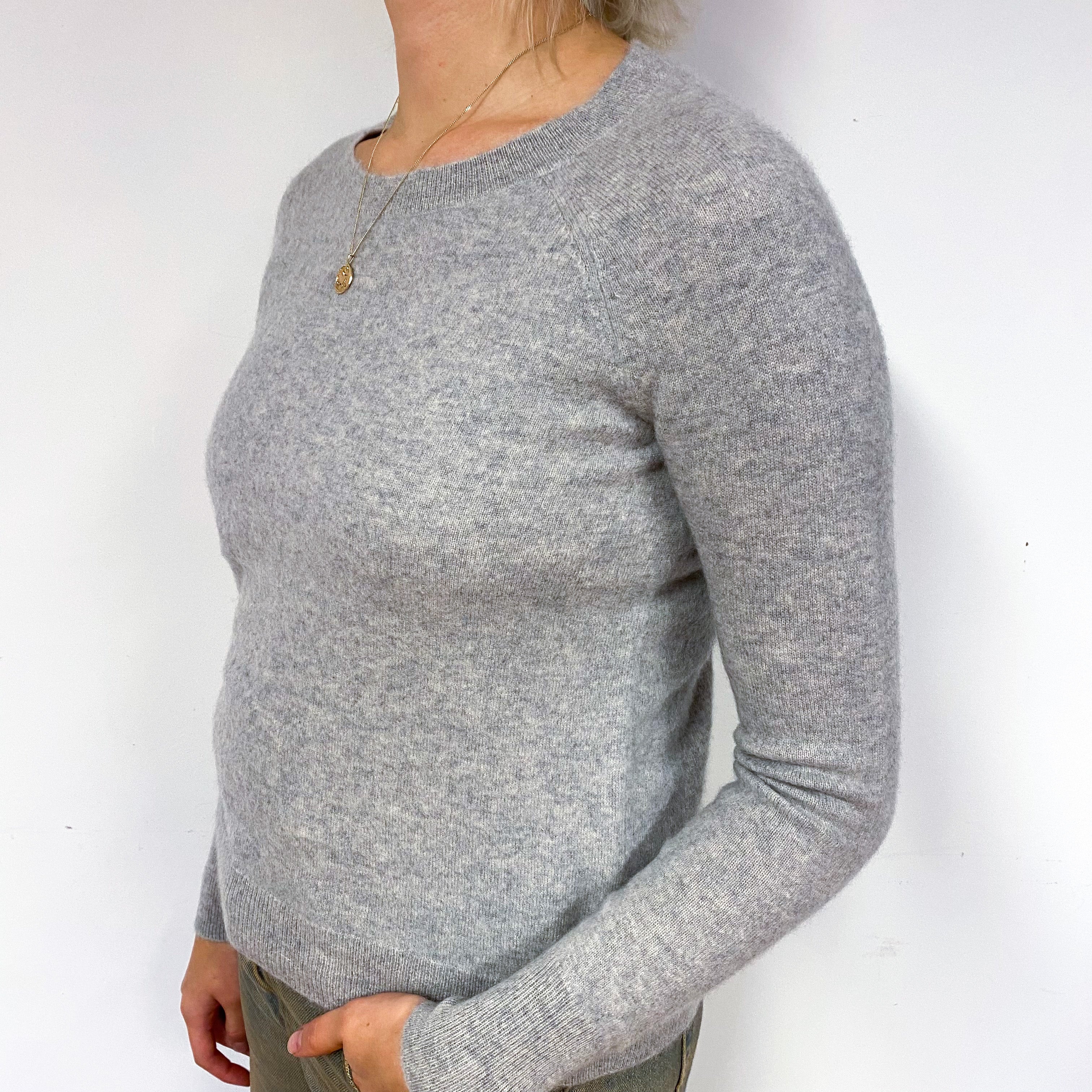 Smoke Grey Cashmere Crew Neck Jumper Small