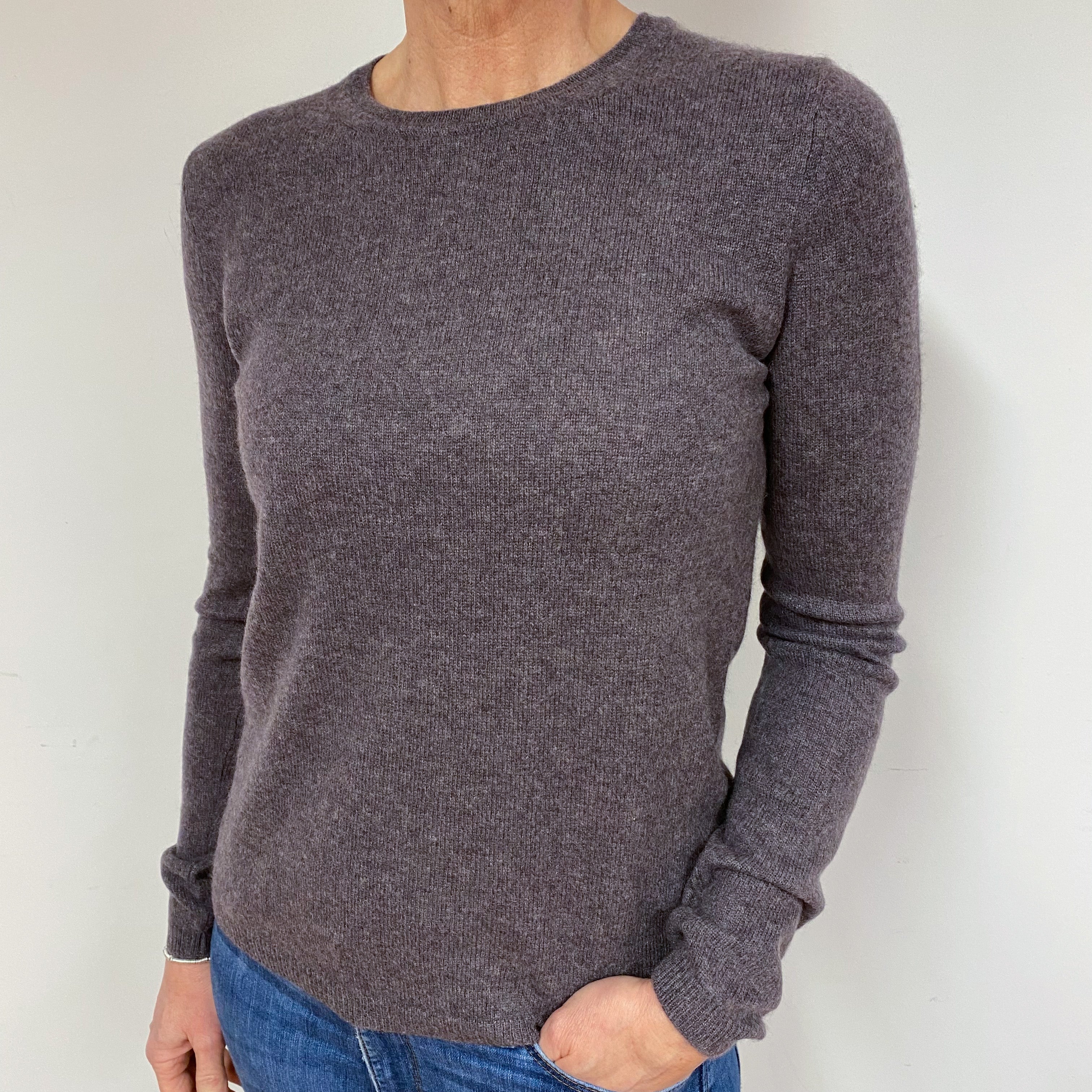 Slate Grey Cashmere Crew Neck Jumper Medium