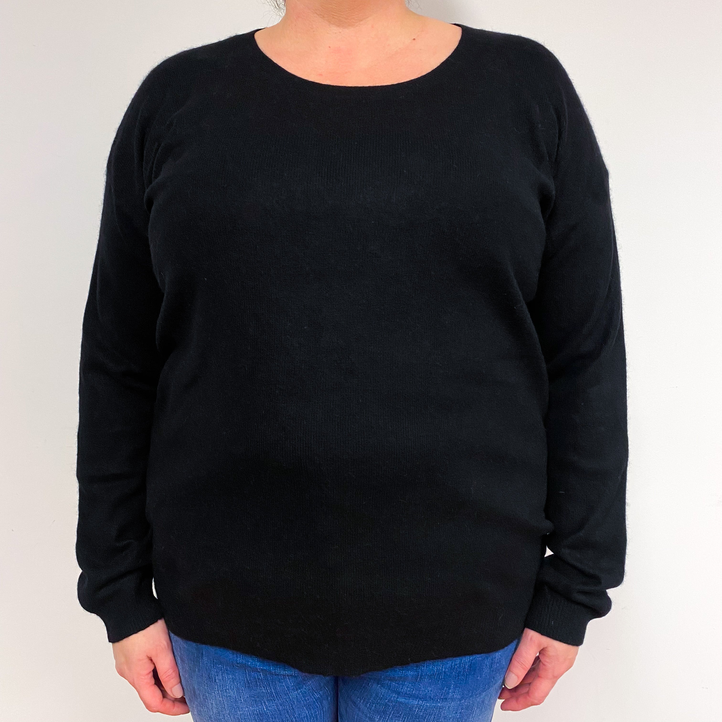 Black Cashmere Crew Neck Jumper Extra Large
