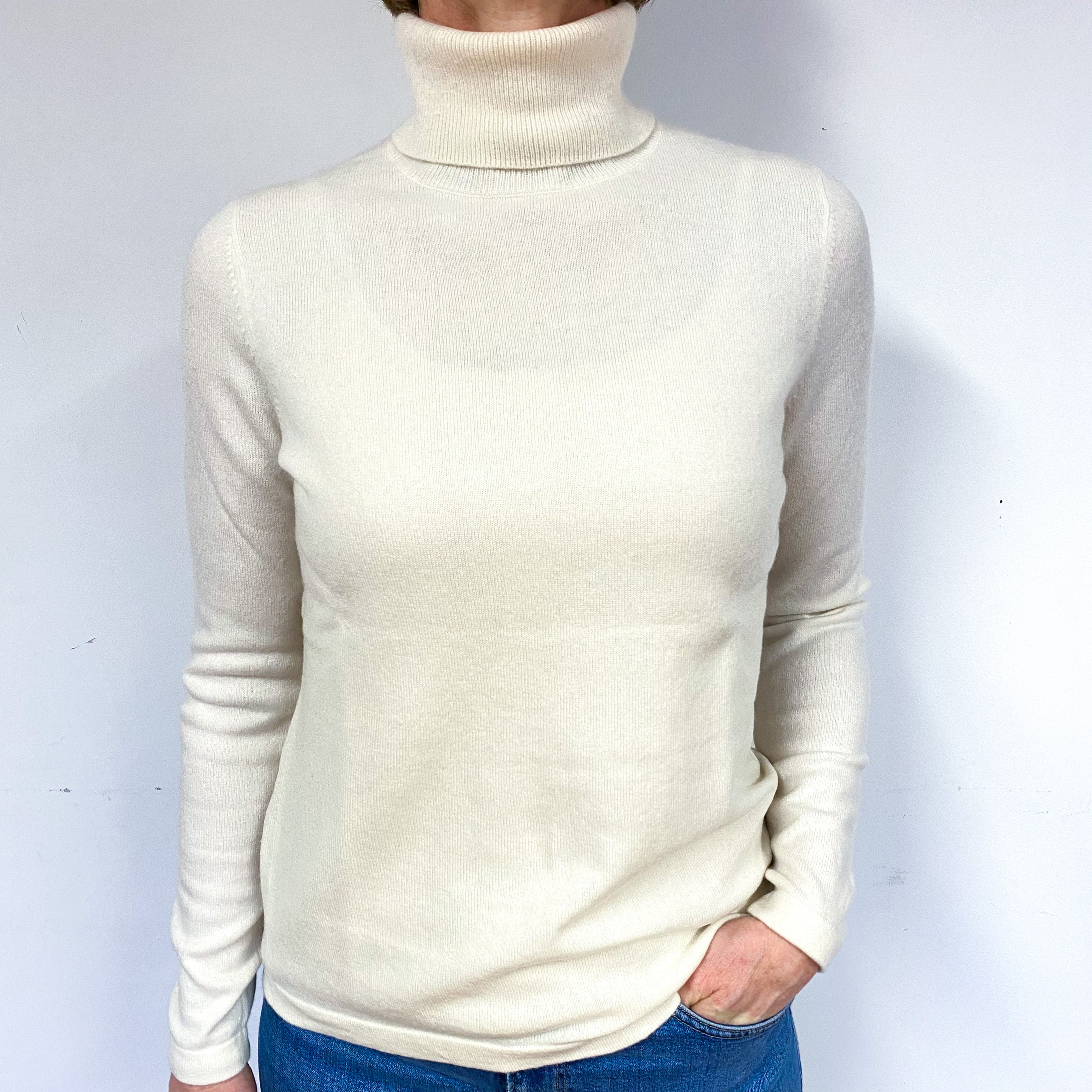 Cream Cashmere Polo Neck Jumper Medium