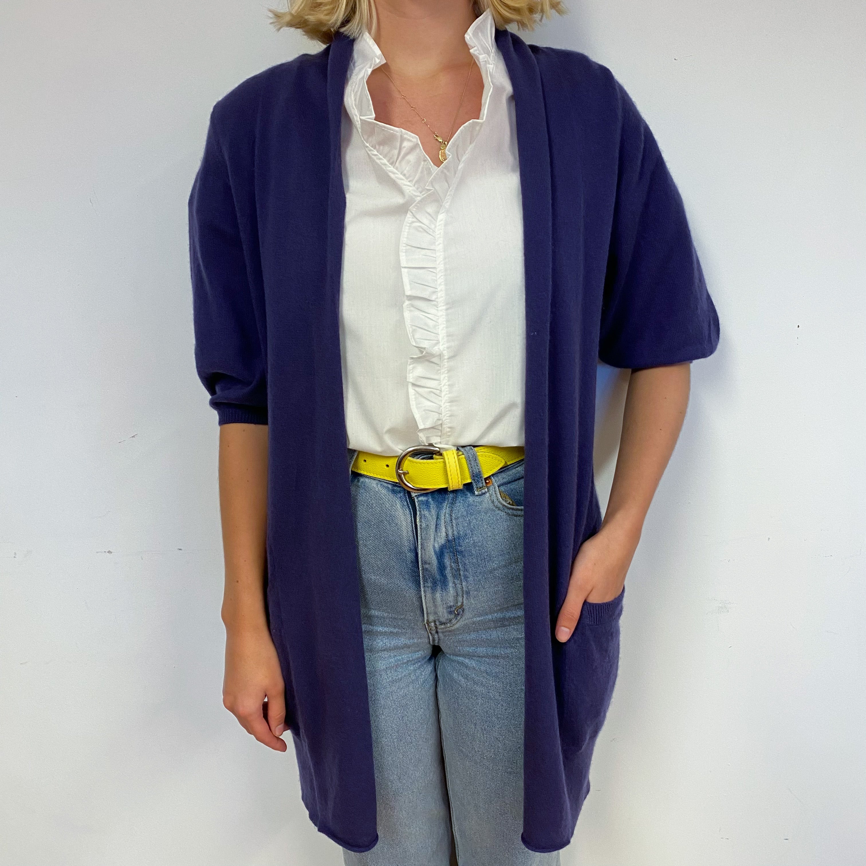 Purple Cashmere Edge to Edge Cardigan Small