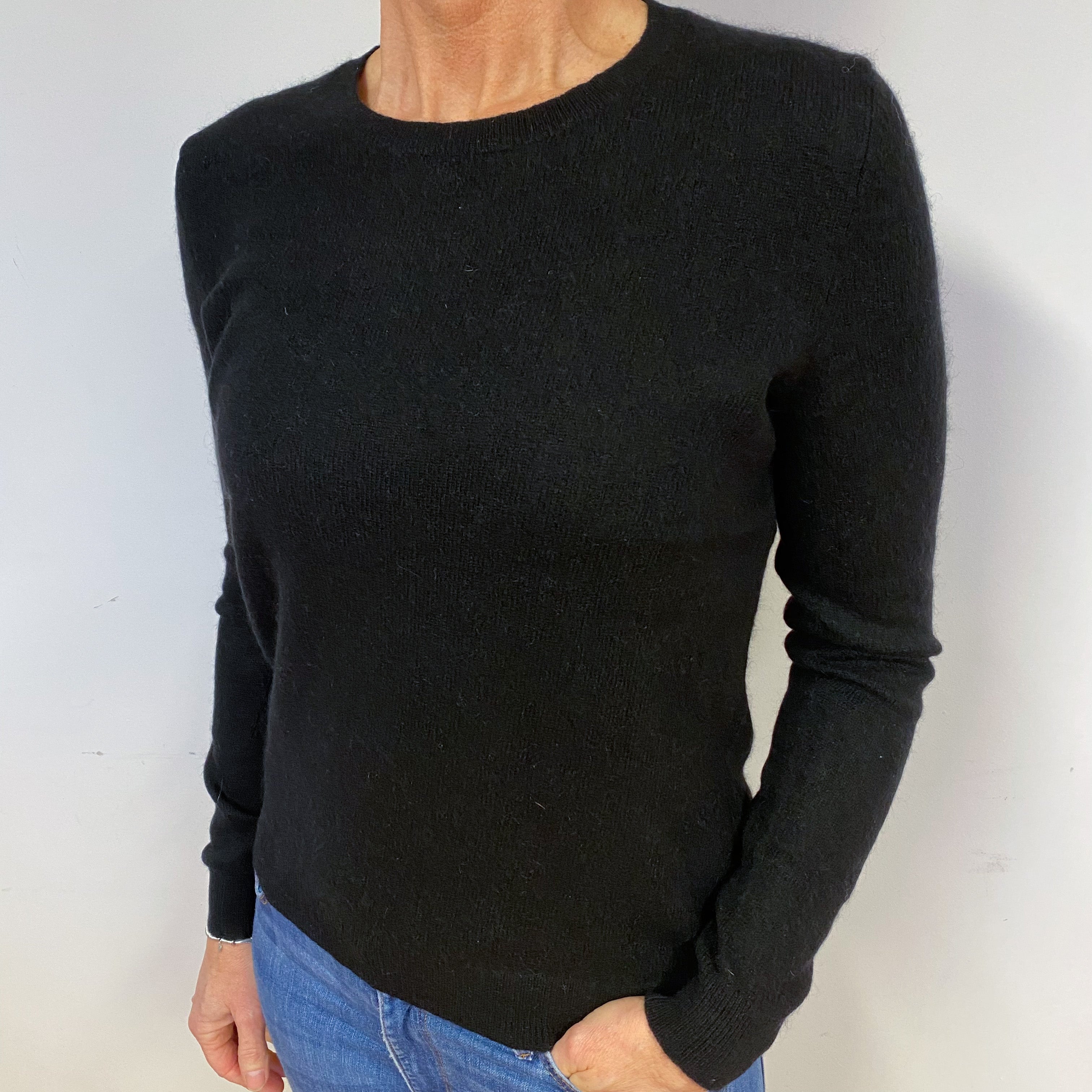 Black Cashmere Crew Neck Jumper Medium