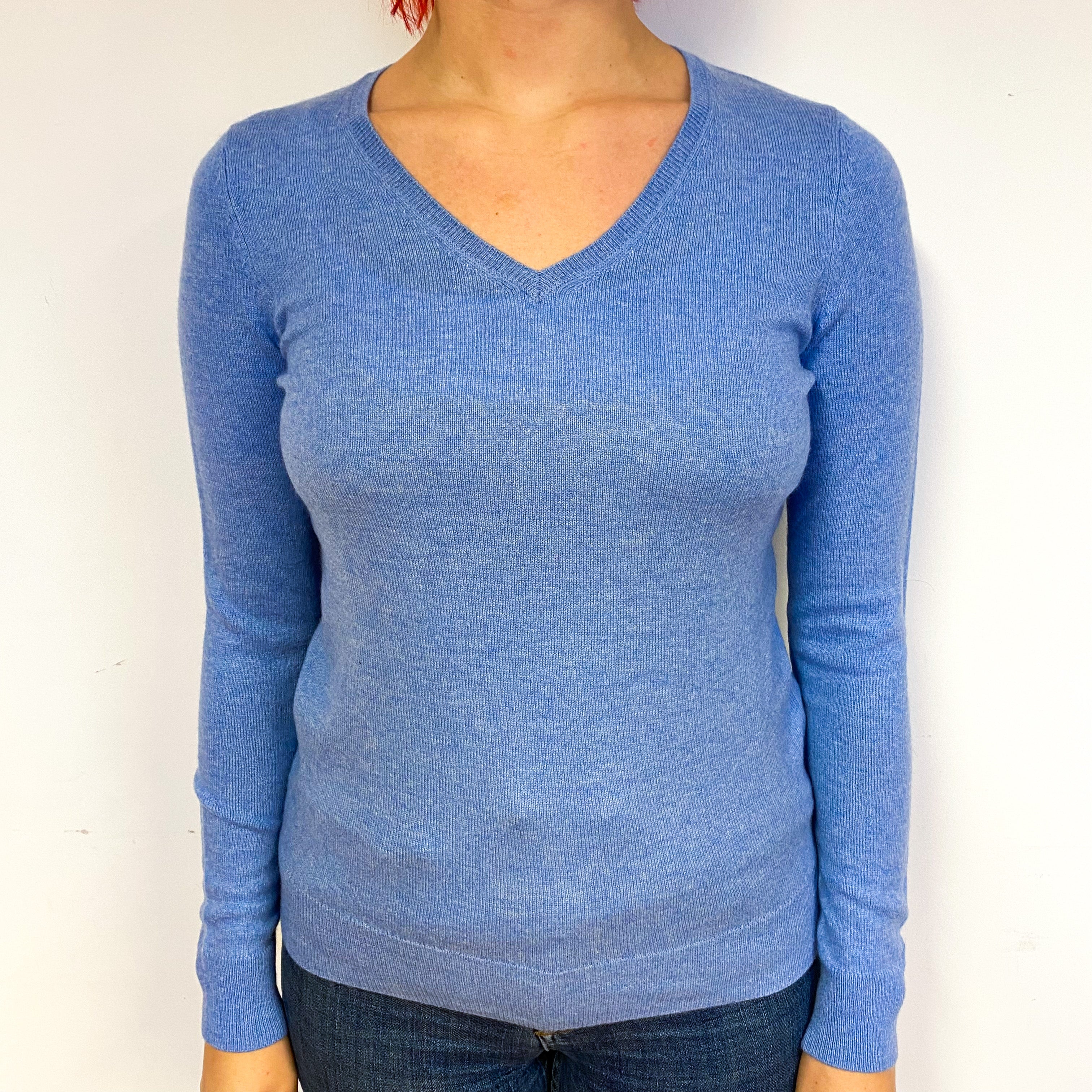 Sky Blue Cashmere V-Neck Jumper Small