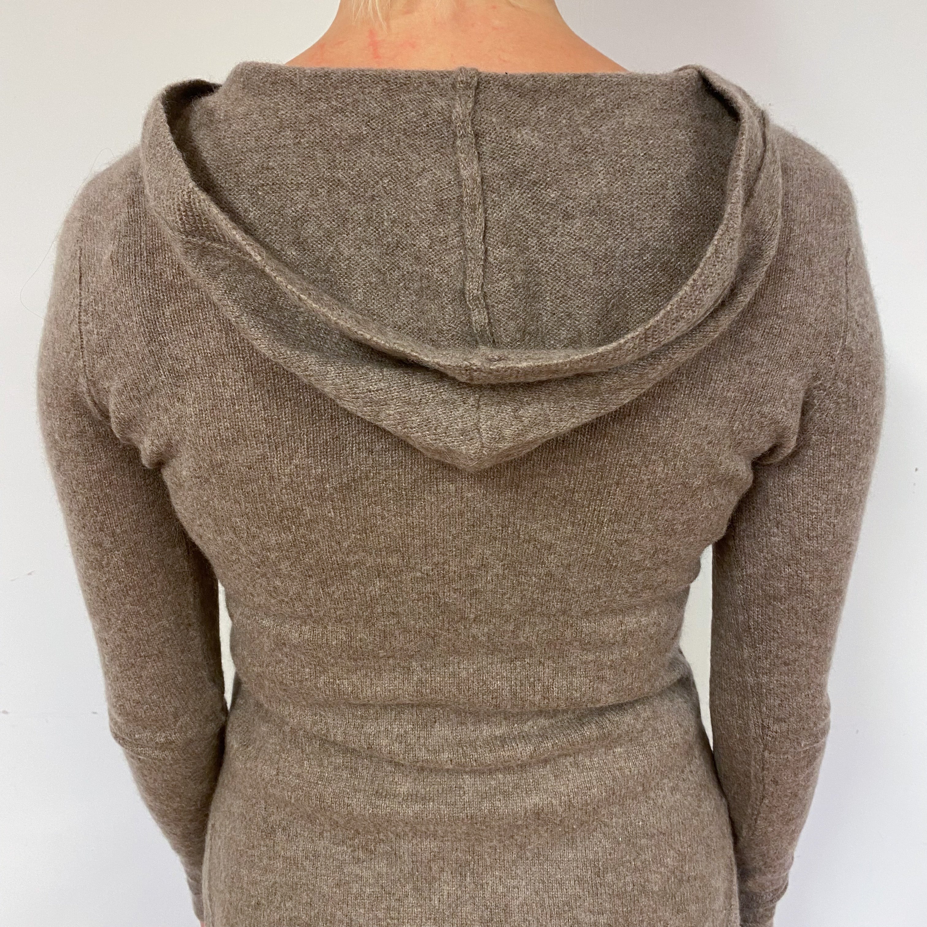 Mocha Brown Cashmere Hoodie Jumper Small