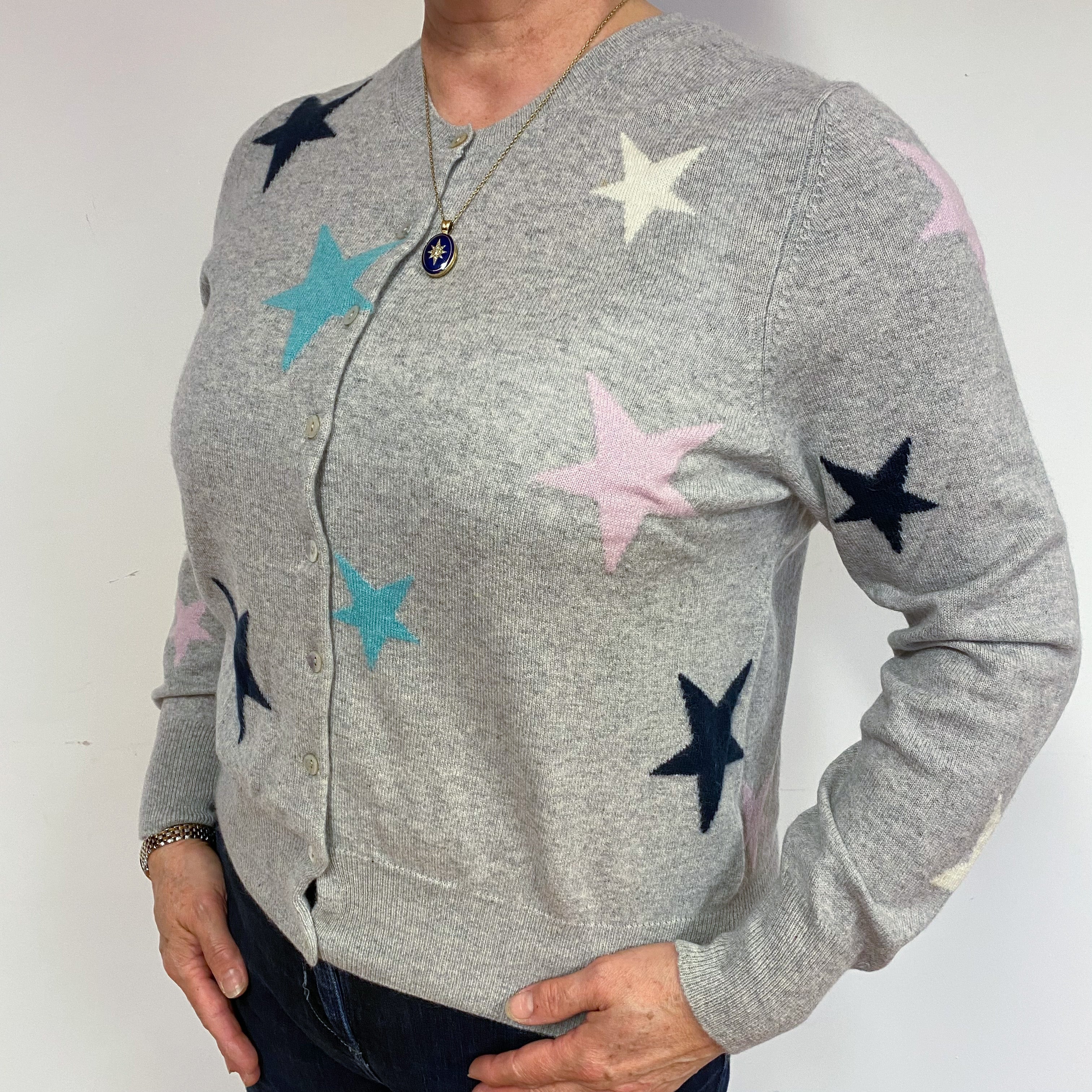 Pale Grey Cashmere Cardigan Large