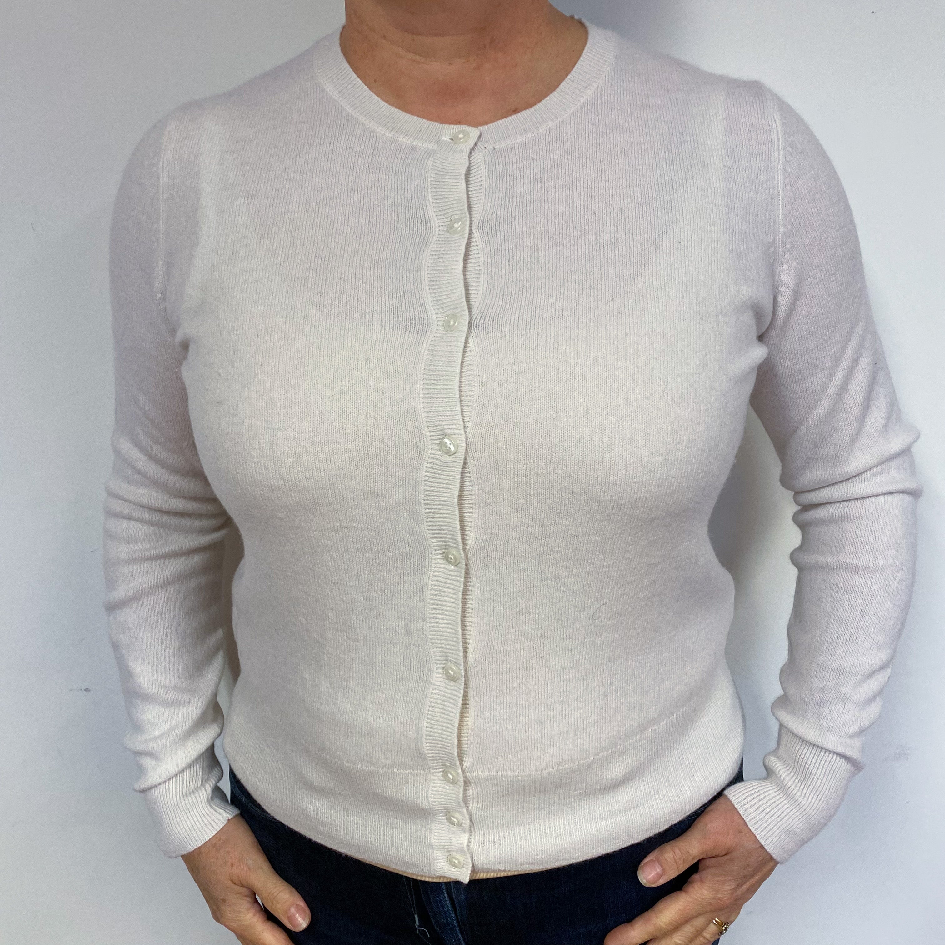 Winter White Cashmere Cardigan Large
