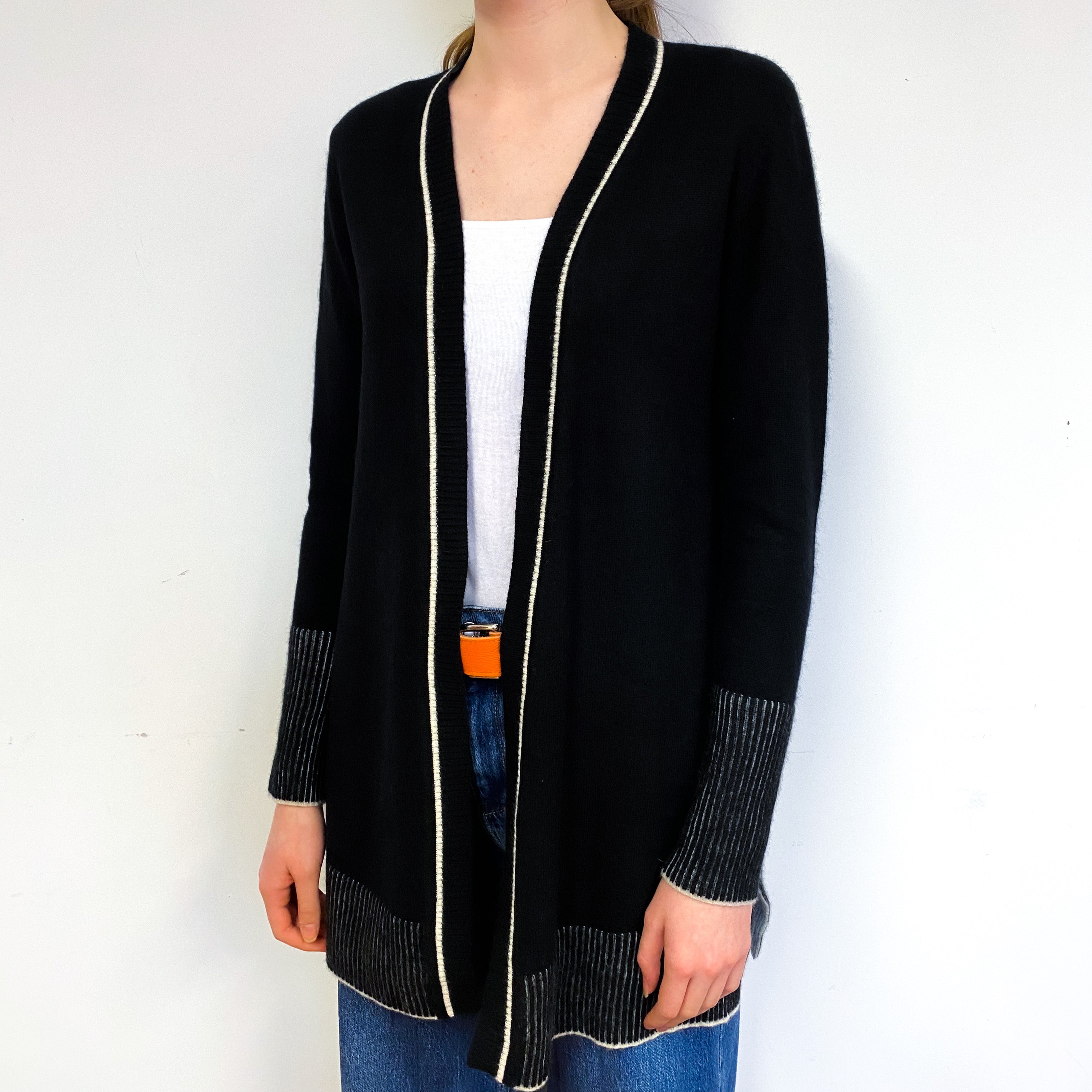 Black Cashmere Edge to Edge Cardigan Extra Small