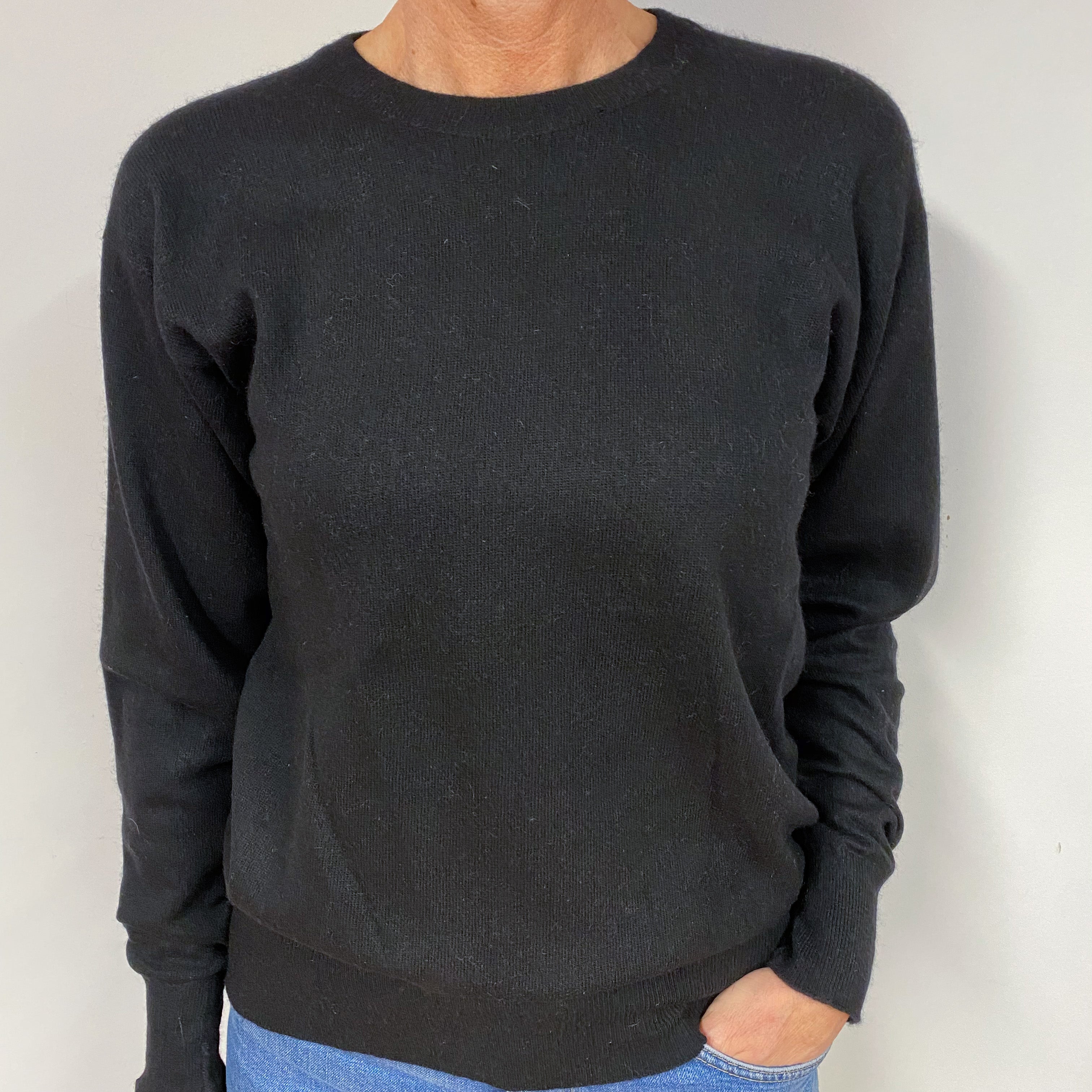 Vintage Black Cashmere Crew Neck Jumper Medium
