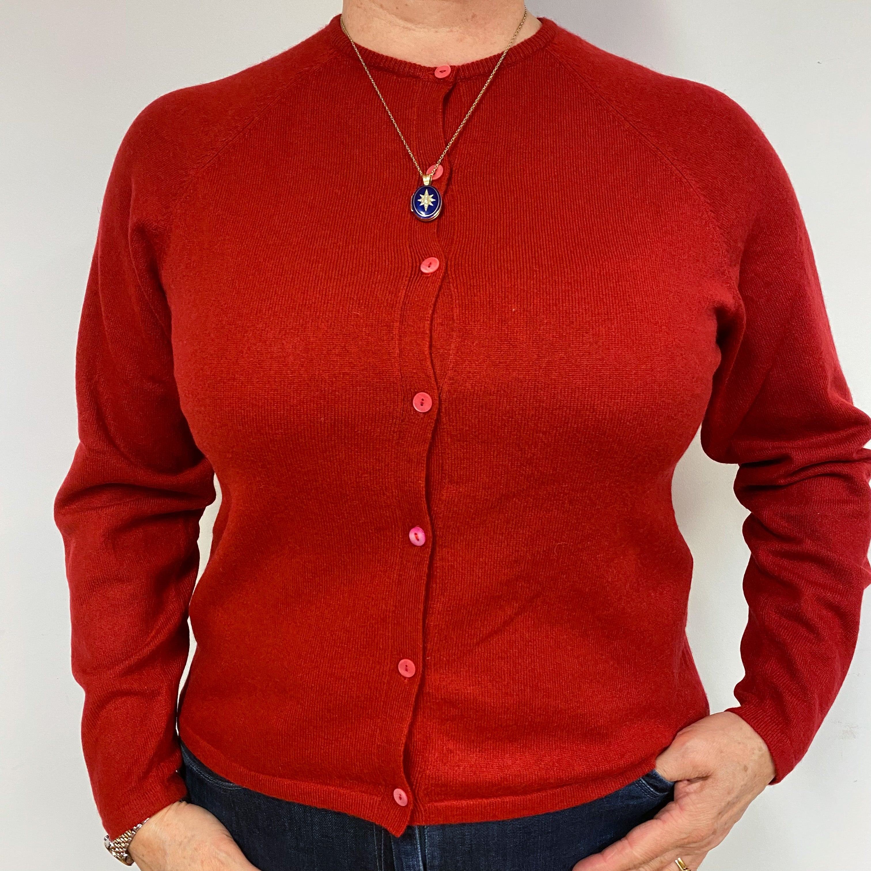 Post Box Red Cashmere Cardigan Large