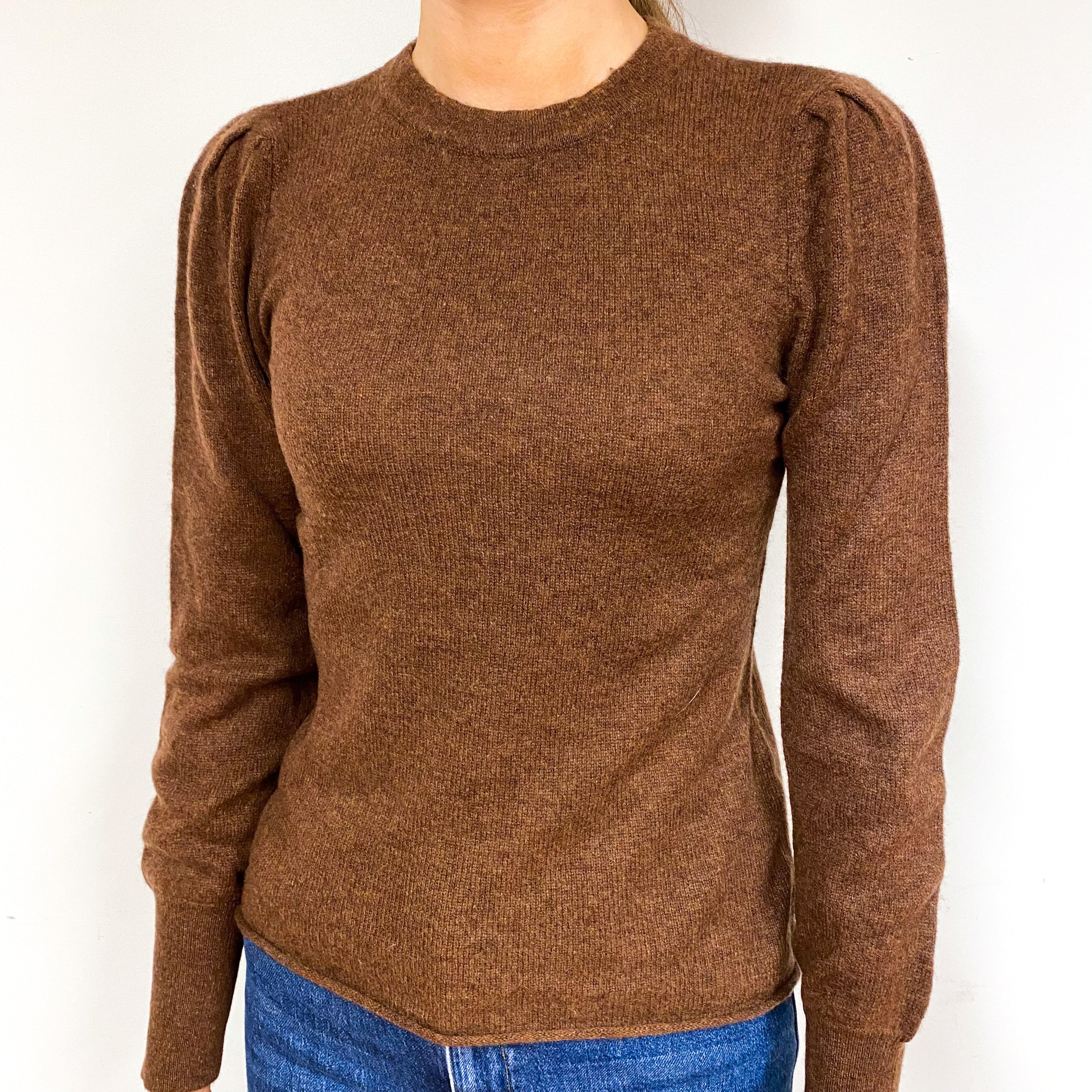 Cinnamon Brown Cashmere Crew Neck Jumper Extra Small