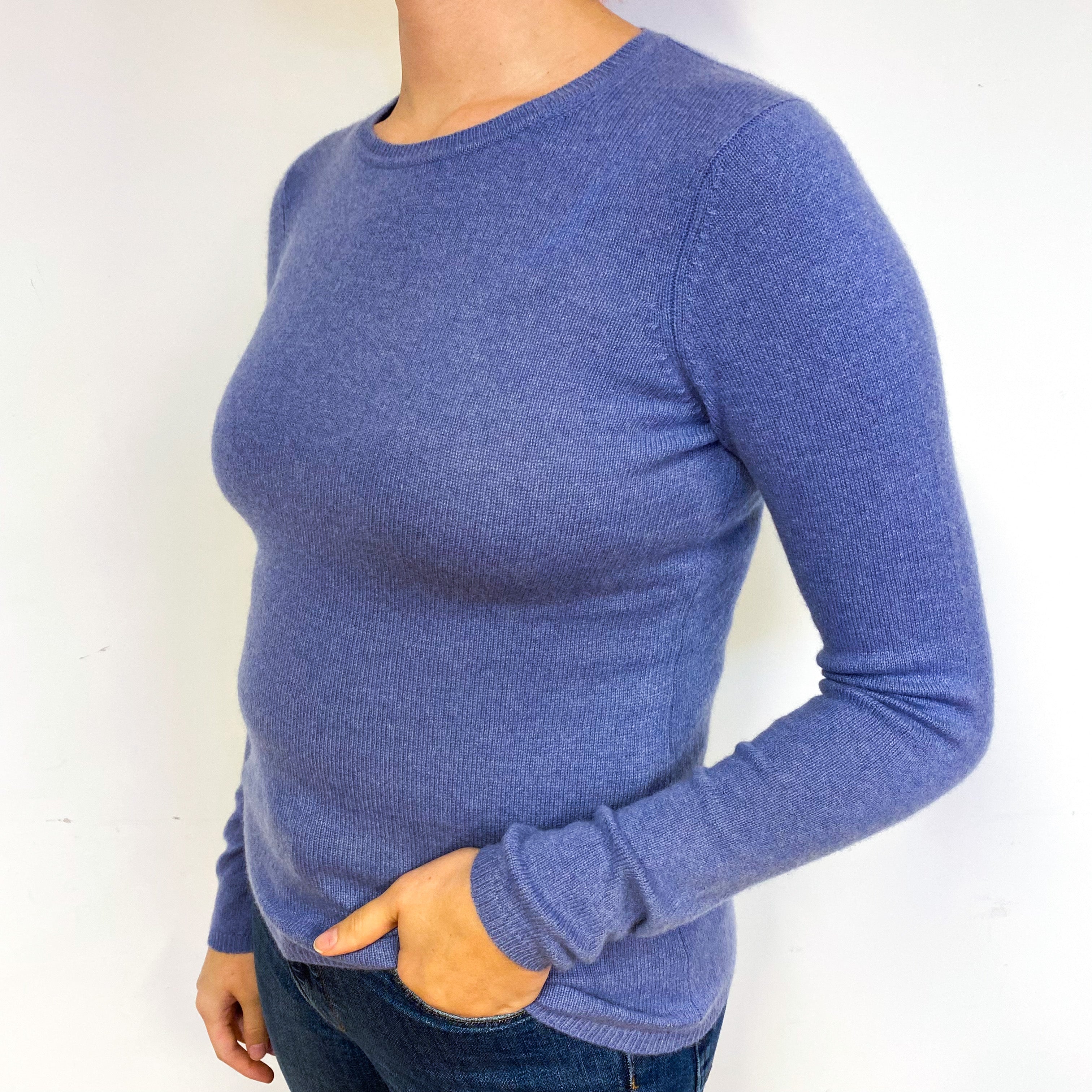 Periwinkle Purple Cashmere Crew Neck Jumper Small
