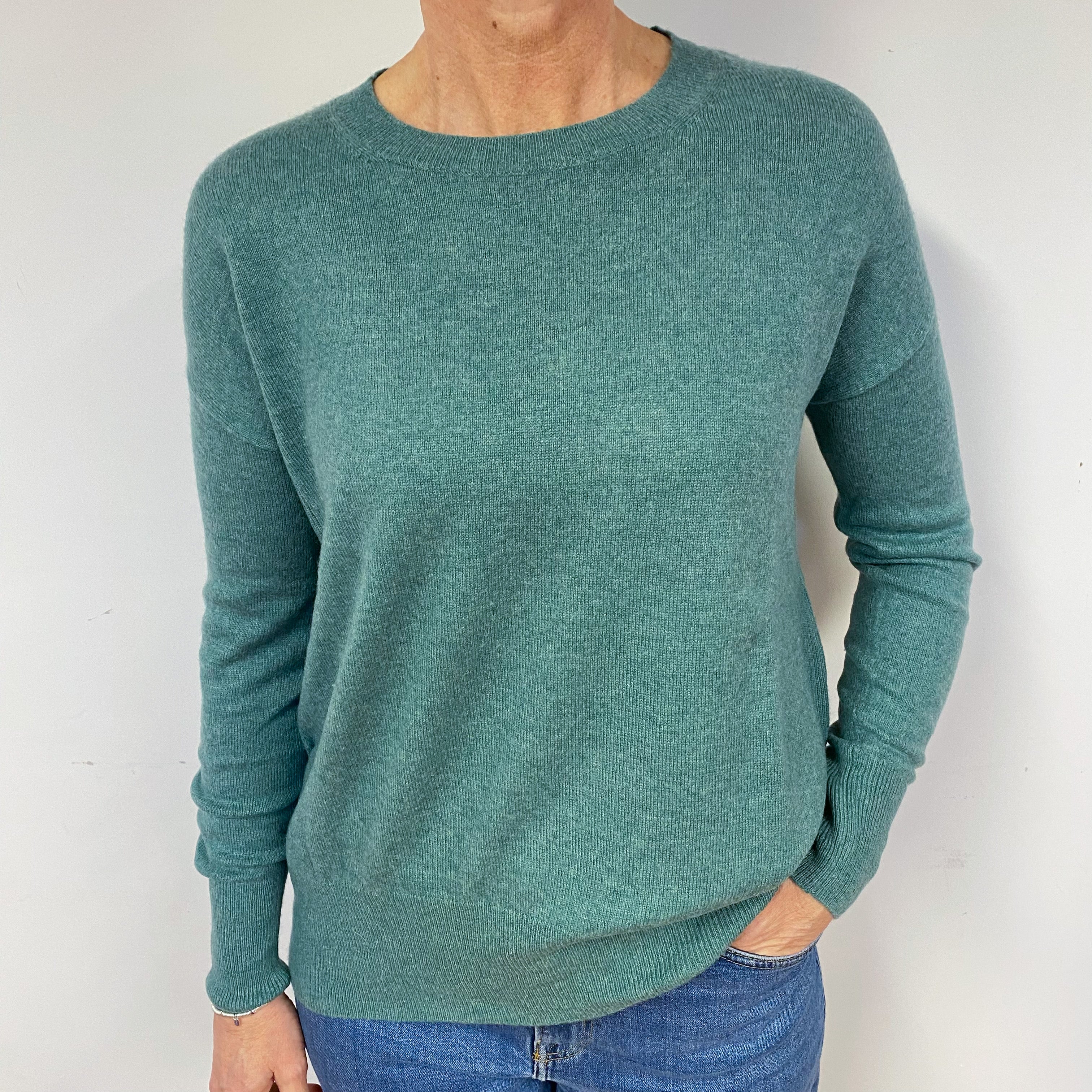 Sea Green Cashmere Crew Neck Jumper Medium