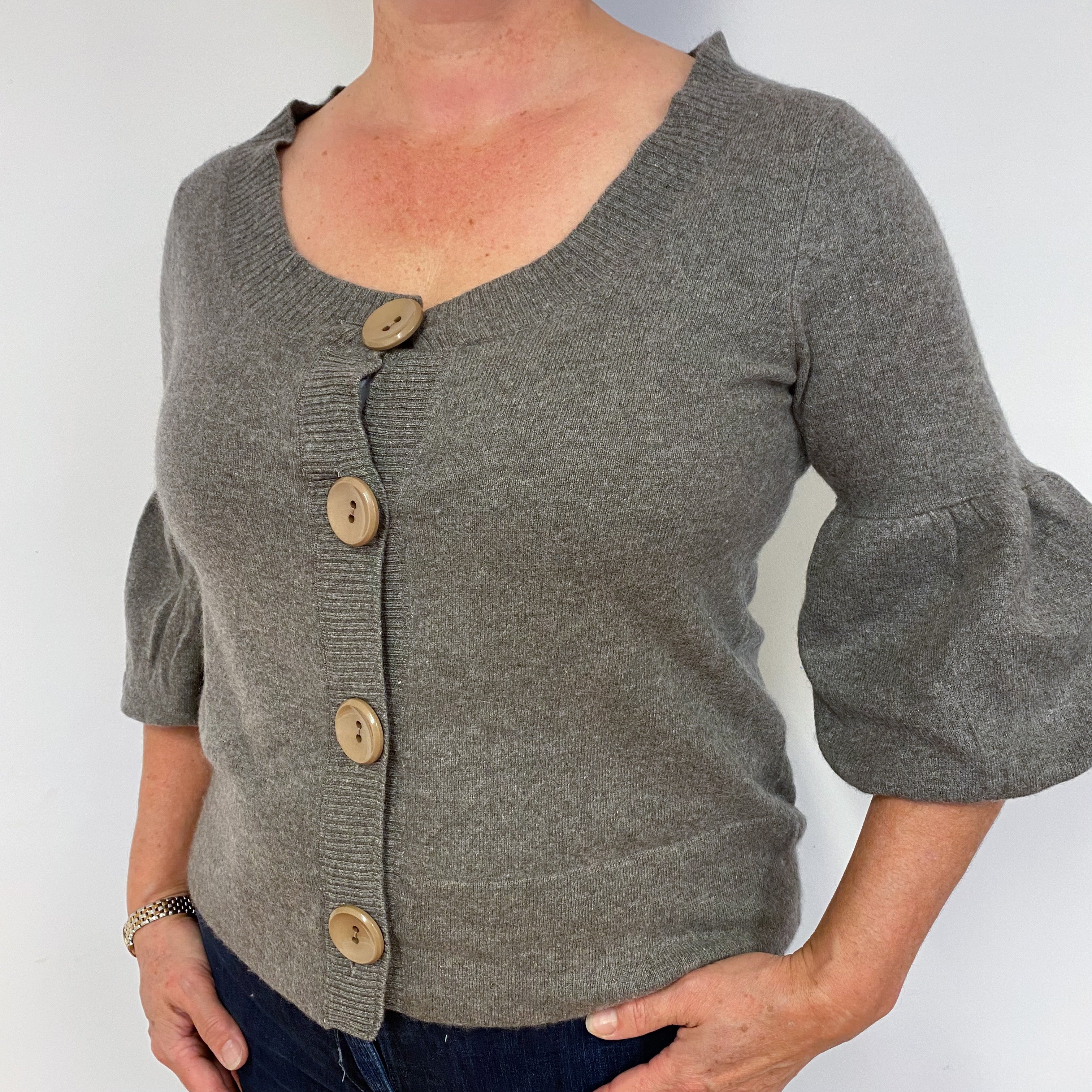 Steel Grey Cashmere Cardigan Large