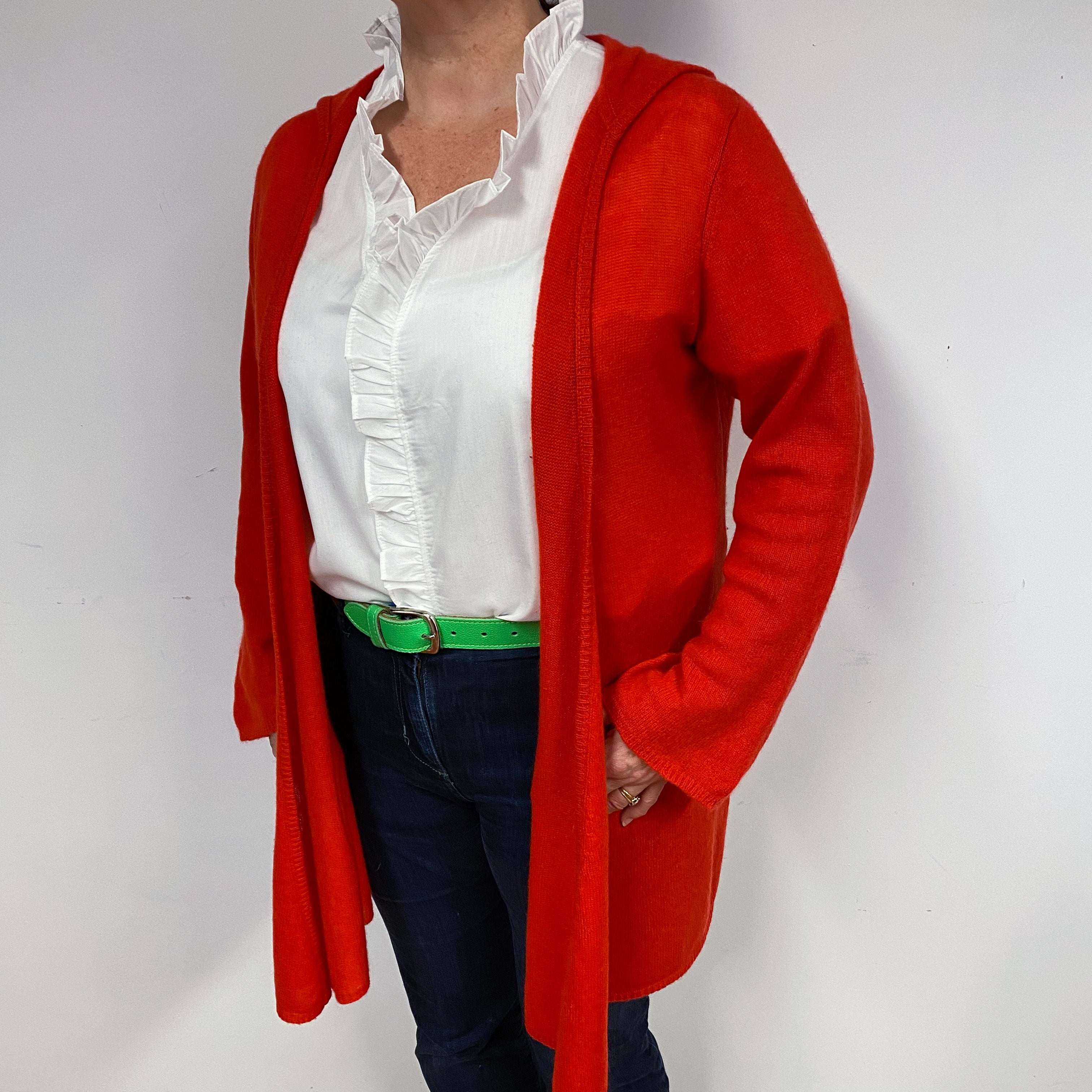 Scarlet Red Cashmere Edge to Edge Cardigan Large