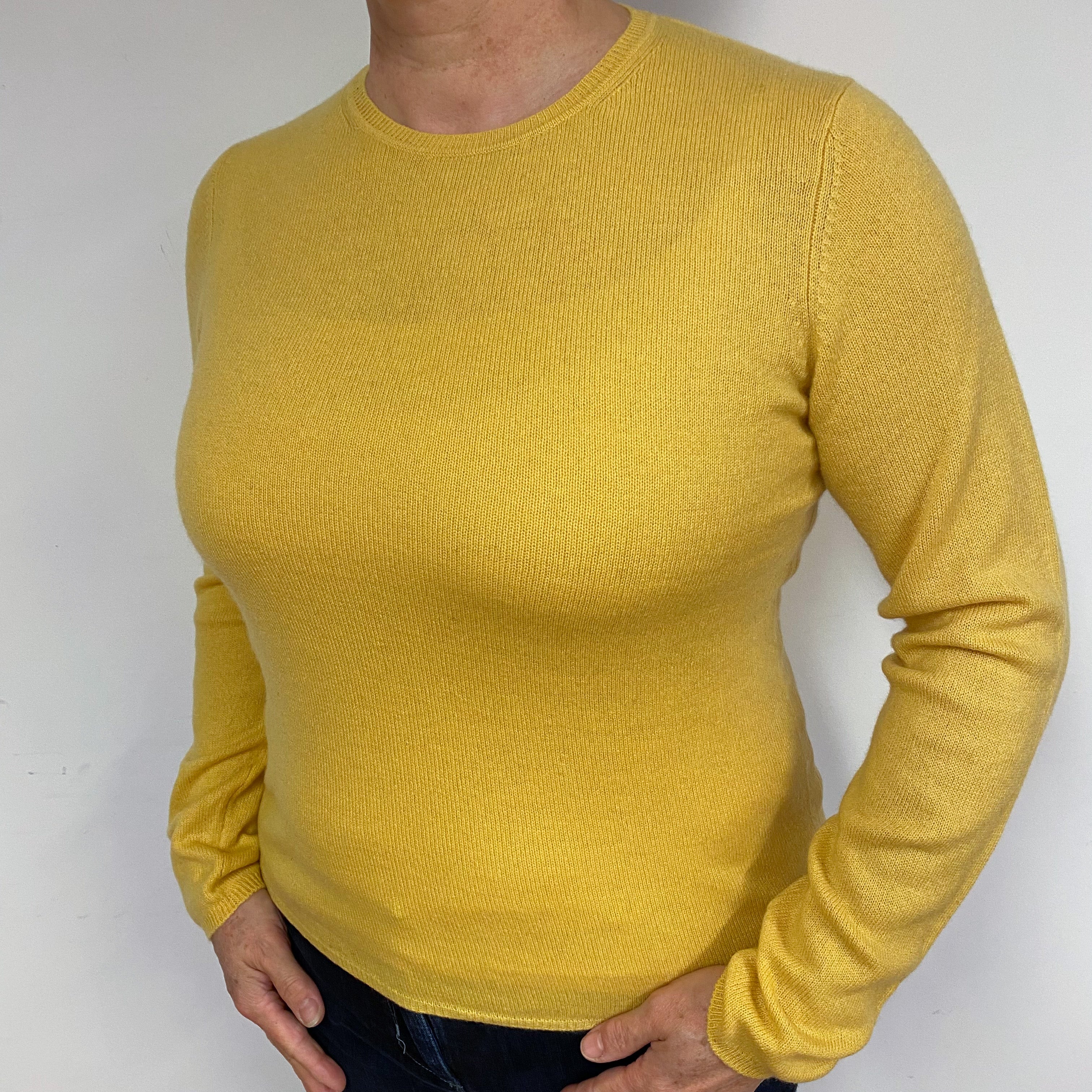 Sunflower Yellow Cashmere Crew Neck Jumper Large
