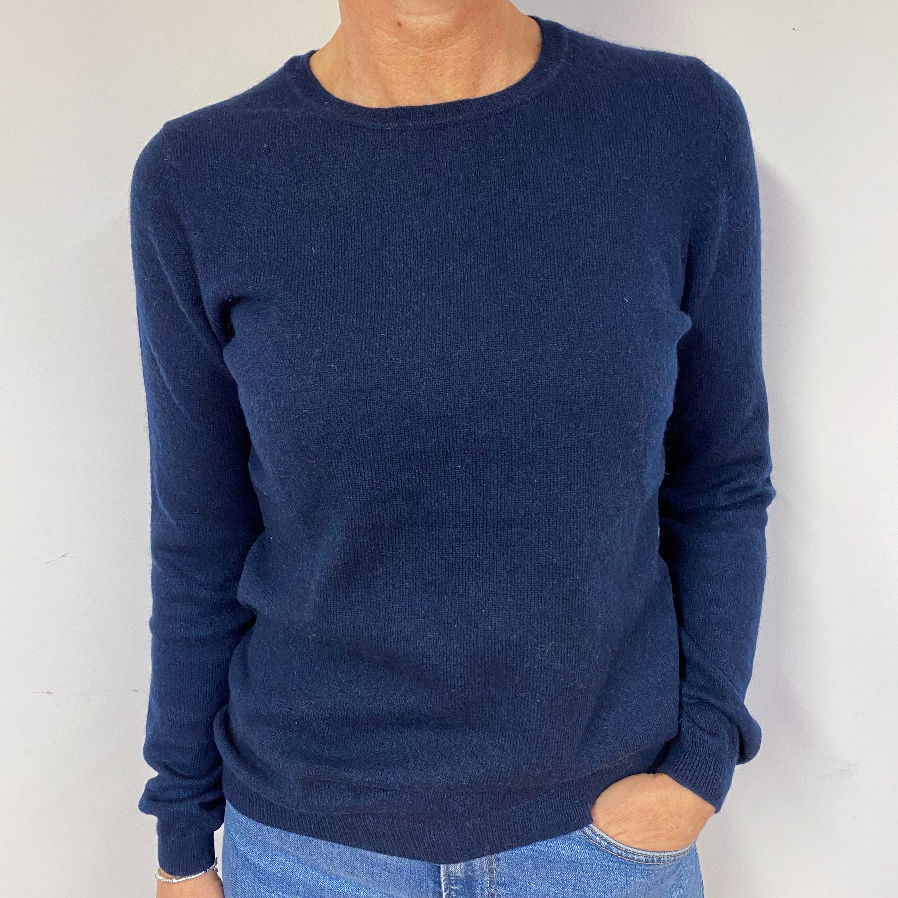 Navy Blue Cashmere Crew Neck Jumper Medium