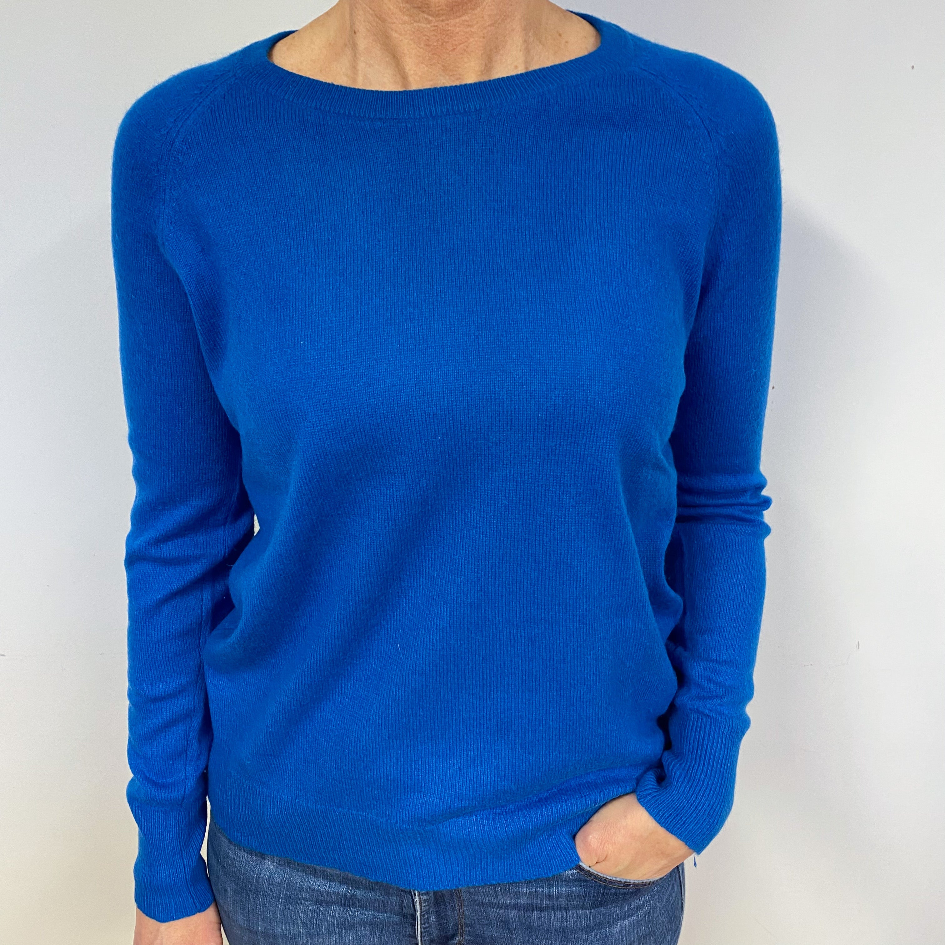 Tanzanite Blue Cashmere Crew Neck Jumper Medium