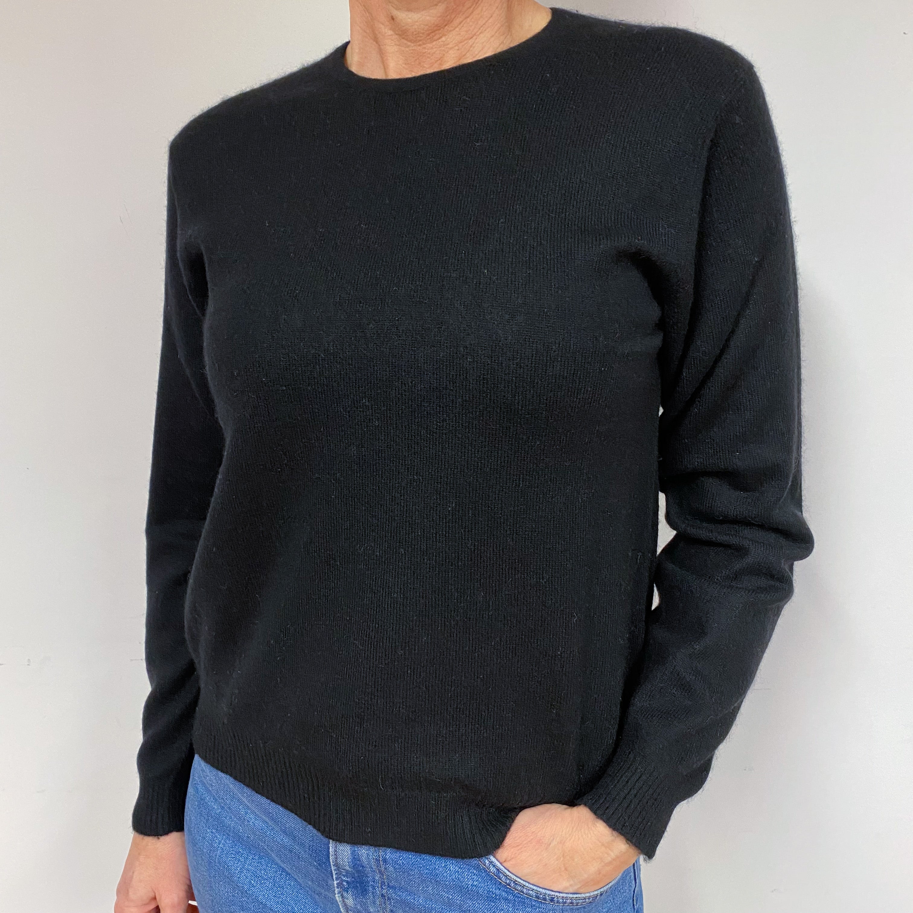 Black Cashmere Crew Neck Jumper Medium