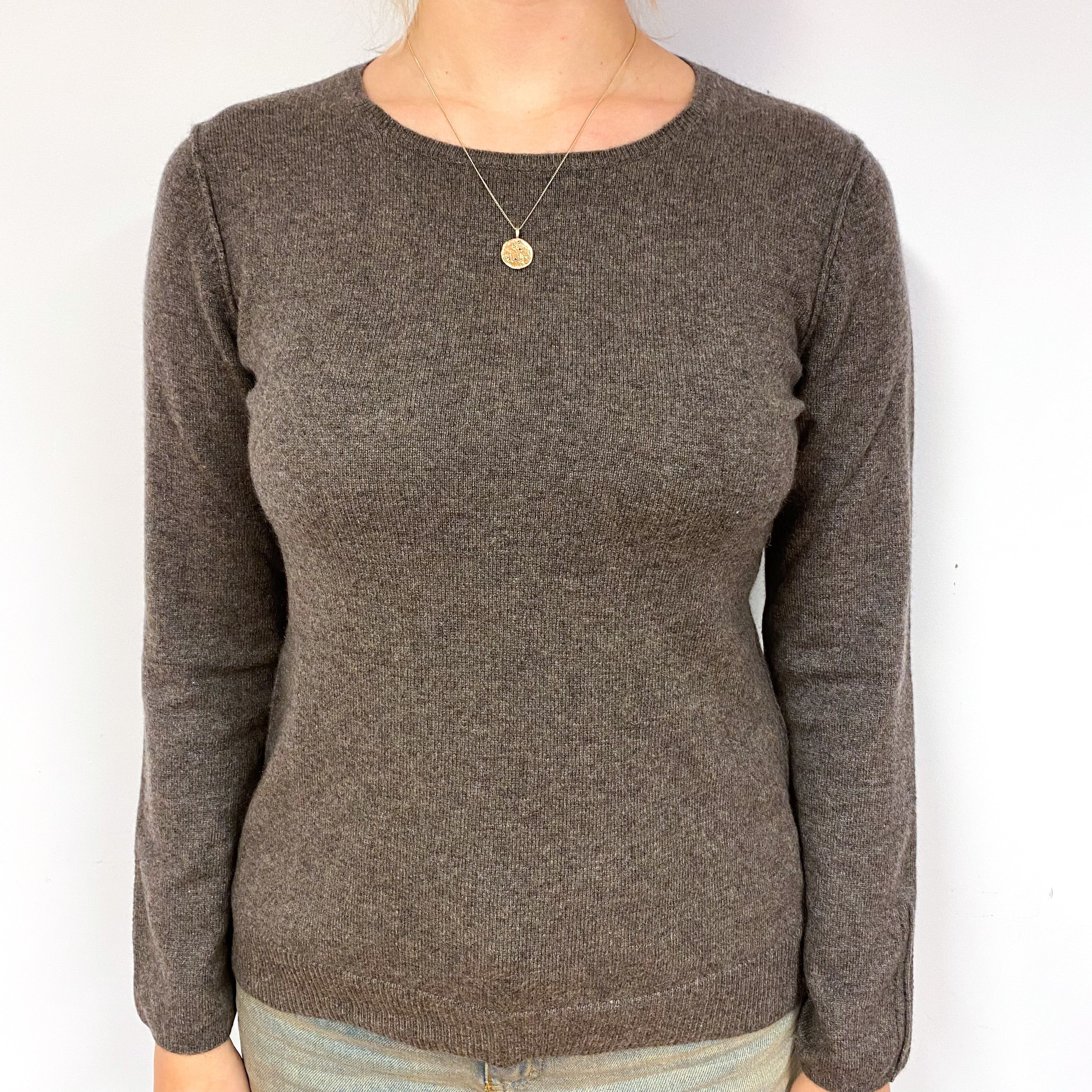Muted Brown Cashmere Crew Neck Jumper Small